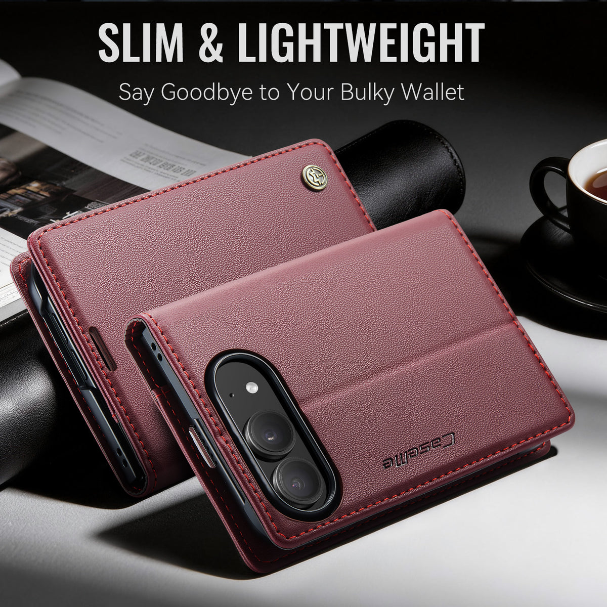 iPhone Duo CaseMe Retro Wallet Case [Maroon]