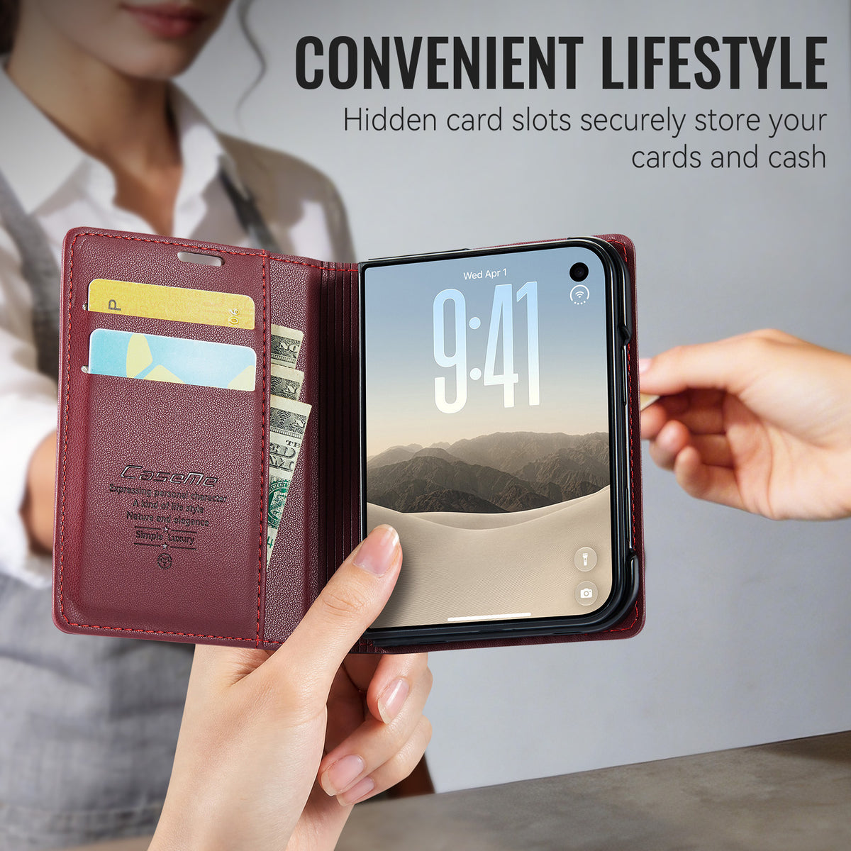 iPhone Duo CaseMe Retro Wallet Case [Maroon]