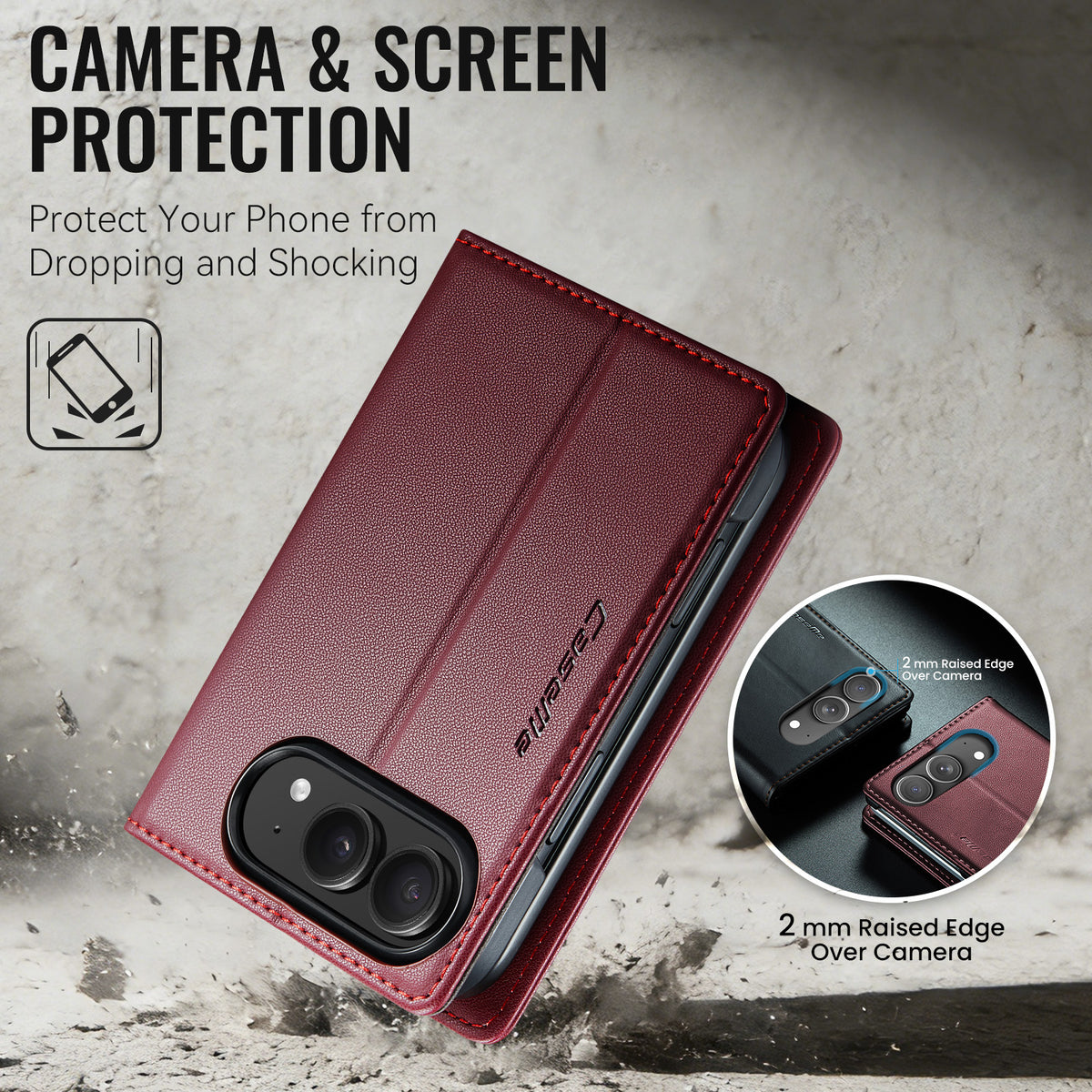 iPhone Duo CaseMe Retro Wallet Case [Maroon]