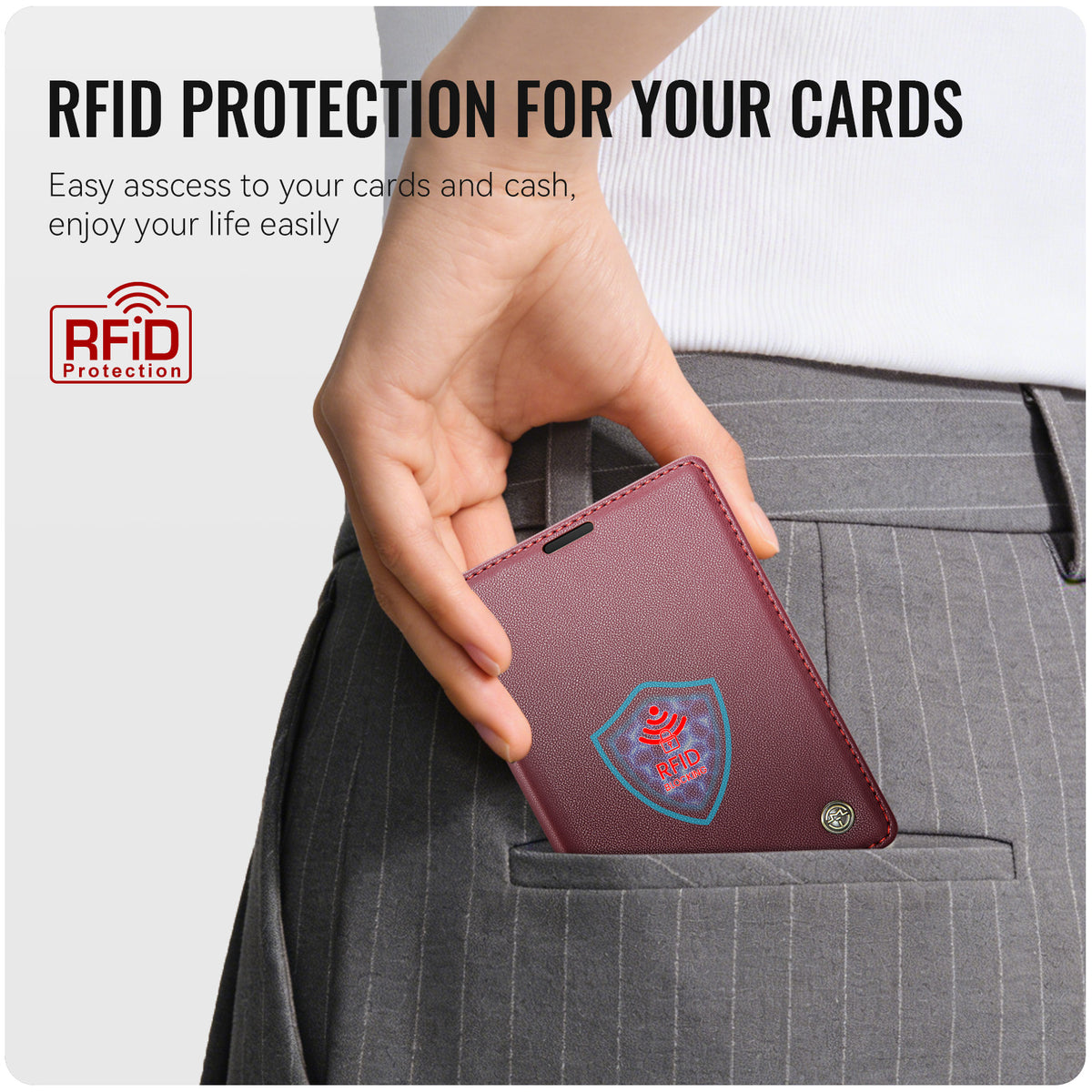 iPhone Duo CaseMe Retro Wallet Case [Maroon]
