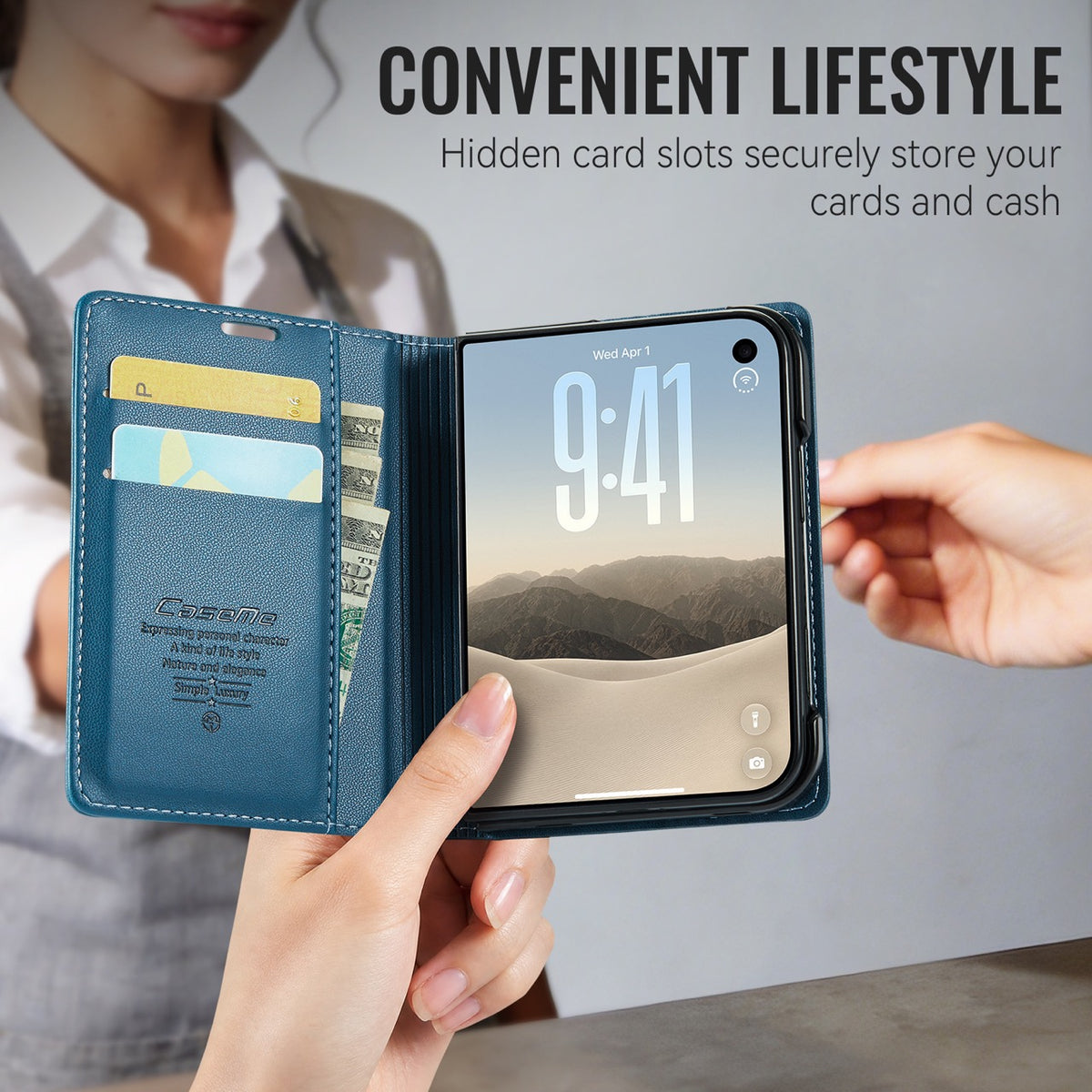 iPhone Duo CaseMe Retro Wallet Case [Navy]