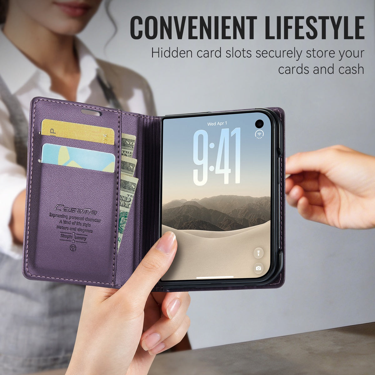 iPhone Duo CaseMe Retro Wallet Case [Purple]