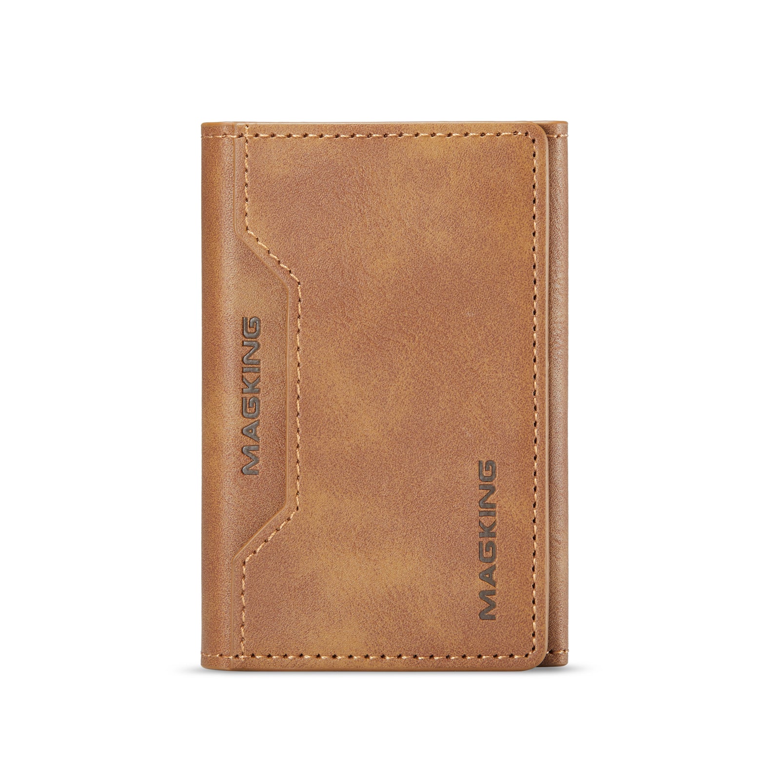 DG.MING K2 MagSafe Wallet – Magnetic Leather Card Holder with RFID Protection [Brown]