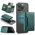 DG.MING K2 MagSafe Wallet – Magnetic Leather Card Holder with RFID Protection [Green] - Green