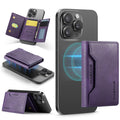 DG.MING K2 MagSafe Wallet – Magnetic Leather Card Holder with RFID Protection [Purple] - Purple