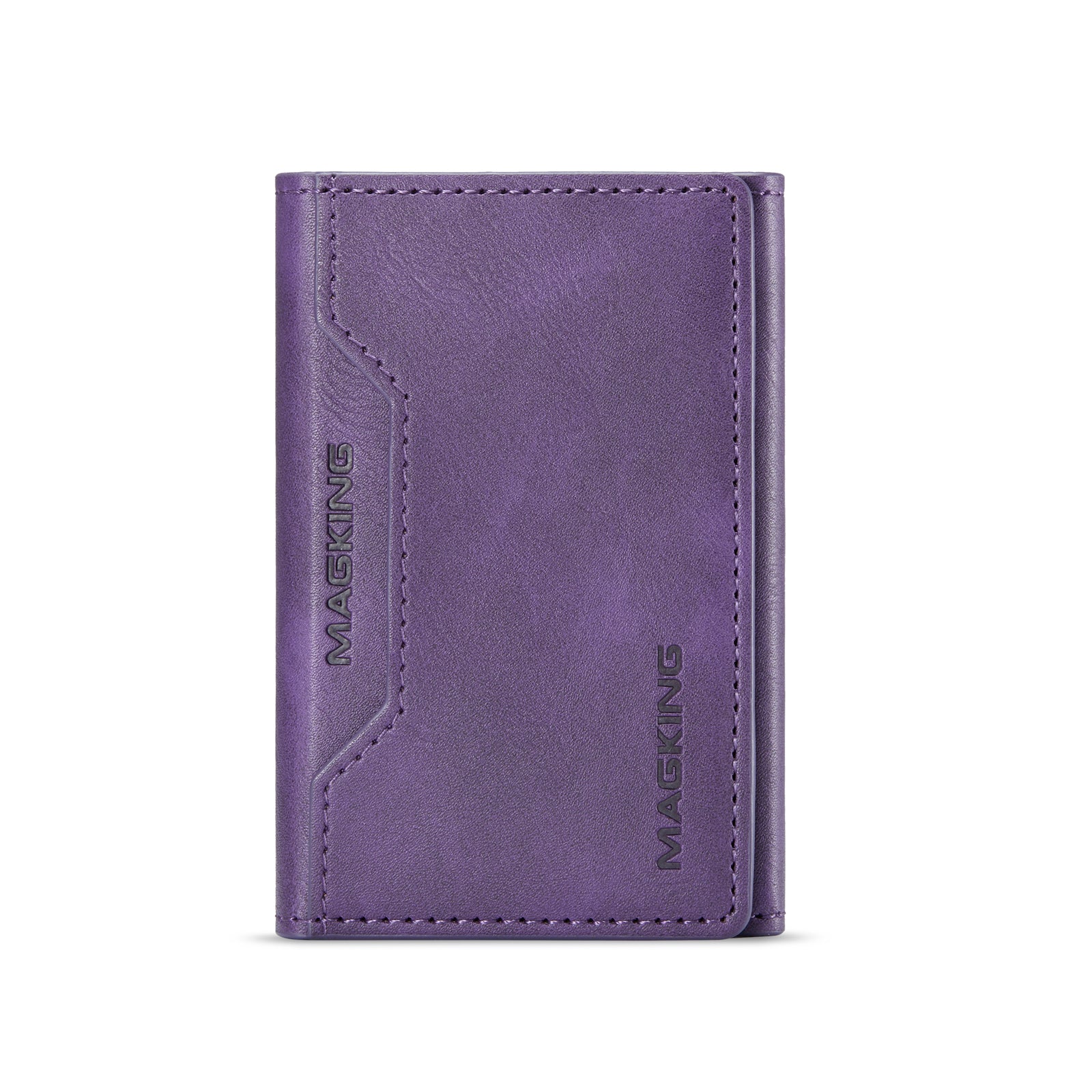 DG.MING K2 MagSafe Wallet – Magnetic Leather Card Holder with RFID Protection [Purple]