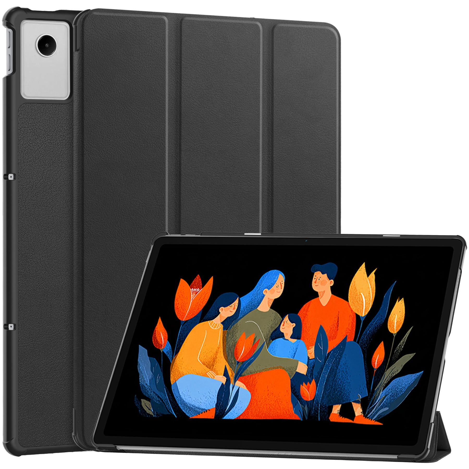 KST Tri-fold PU Leather Case for Lenovo Idea Tab Plus (12.1-inch, 2025, TB361FU) [Black]