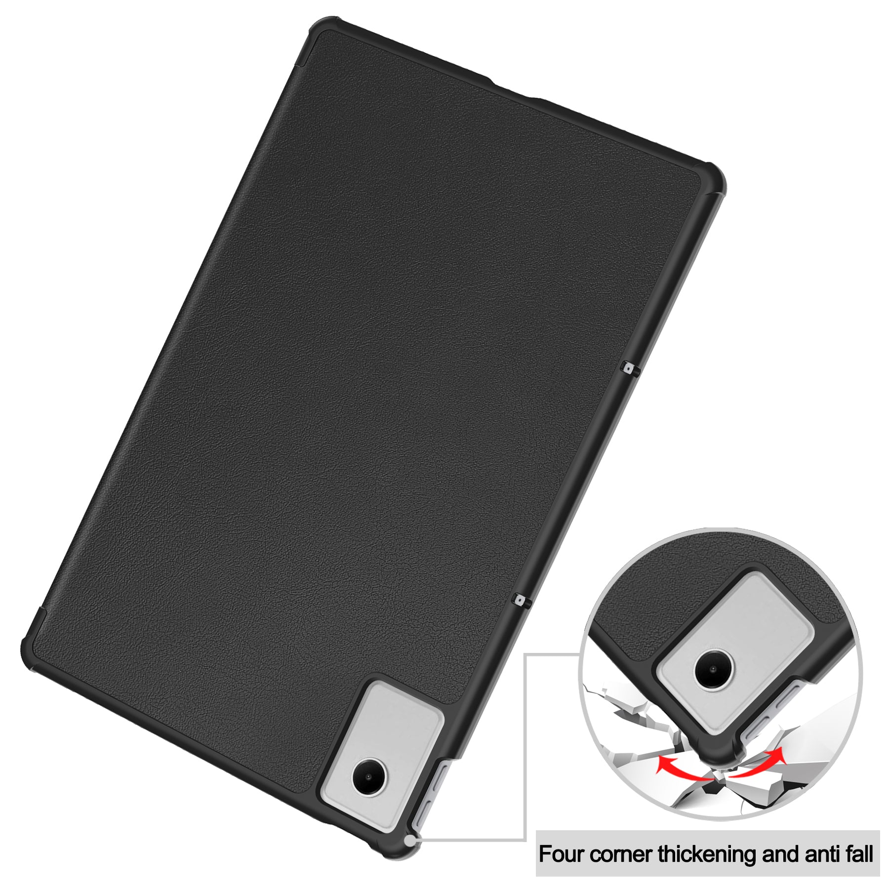 KST Tri-fold PU Leather Case for Lenovo Idea Tab Plus (12.1-inch, 2025, TB361FU) [Black]