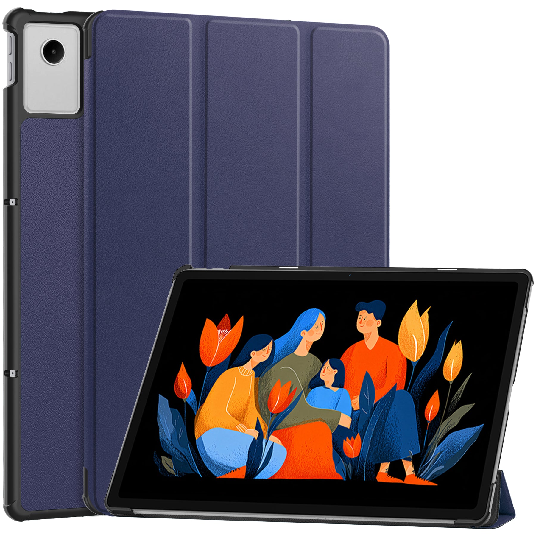 KST Tri-fold PU Leather Case for Lenovo Idea Tab Plus (12.1-inch, 2025, TB361FU)[Navy]