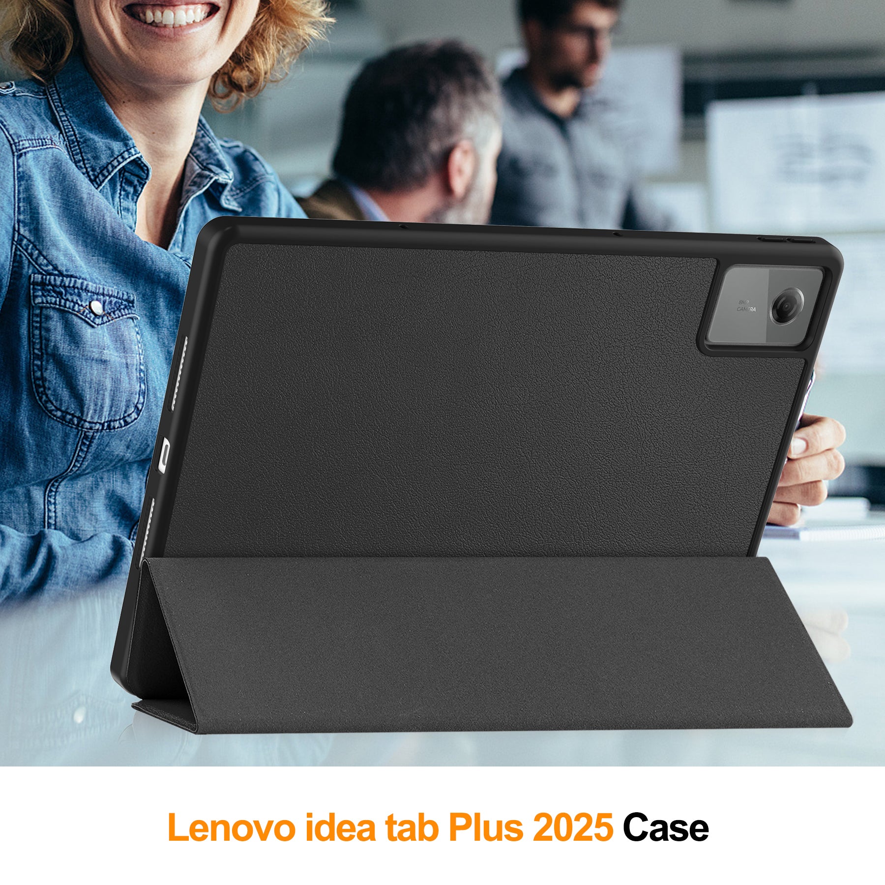 Lenovo Idea Tab Plus 12.1 2025 TB361FU Tri Fold Pen Holder Case [Black]