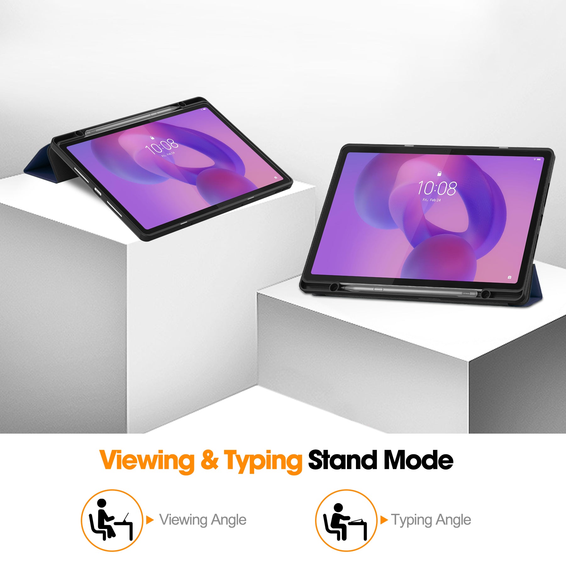 Lenovo Idea Tab Plus 12.1 2025 TB361FU Tri Fold Pen Holder Case [Navy]