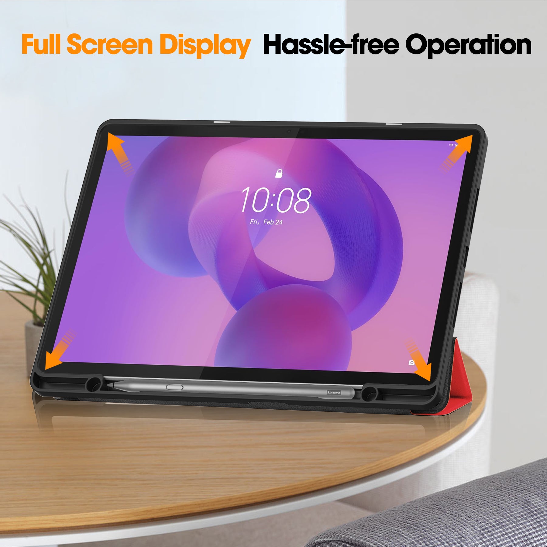 Lenovo Idea Tab Plus 12.1 2025 TB361FU Tri Fold Pen Holder Case [Red]