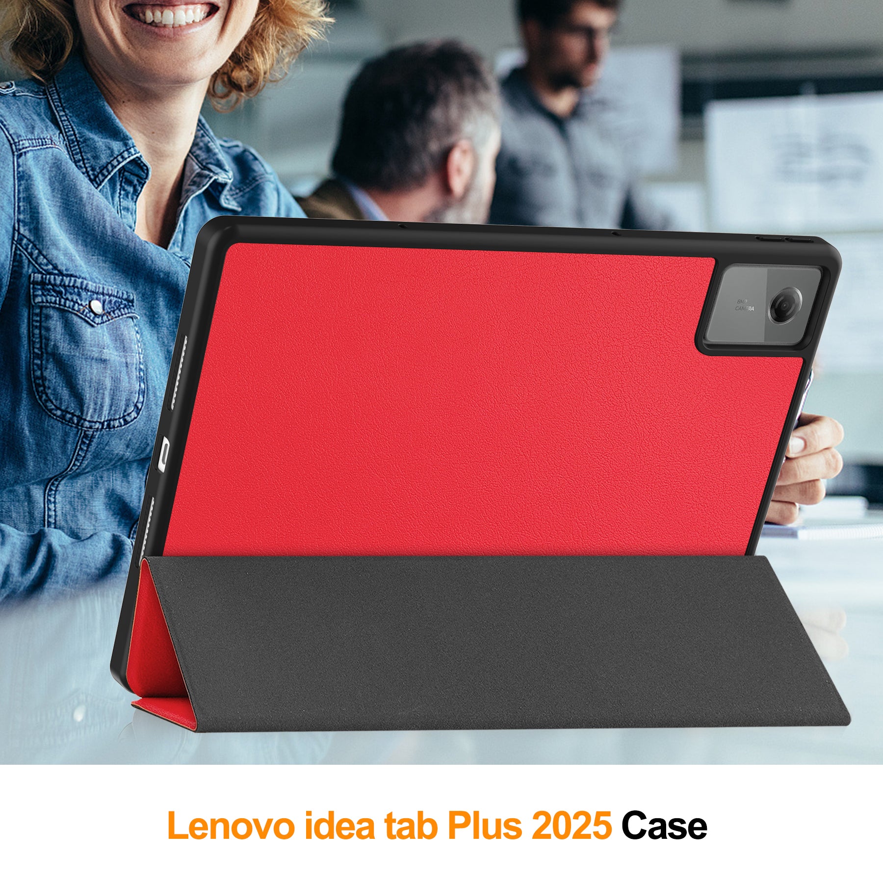 Lenovo Idea Tab Plus 12.1 2025 TB361FU Tri Fold Pen Holder Case [Red]