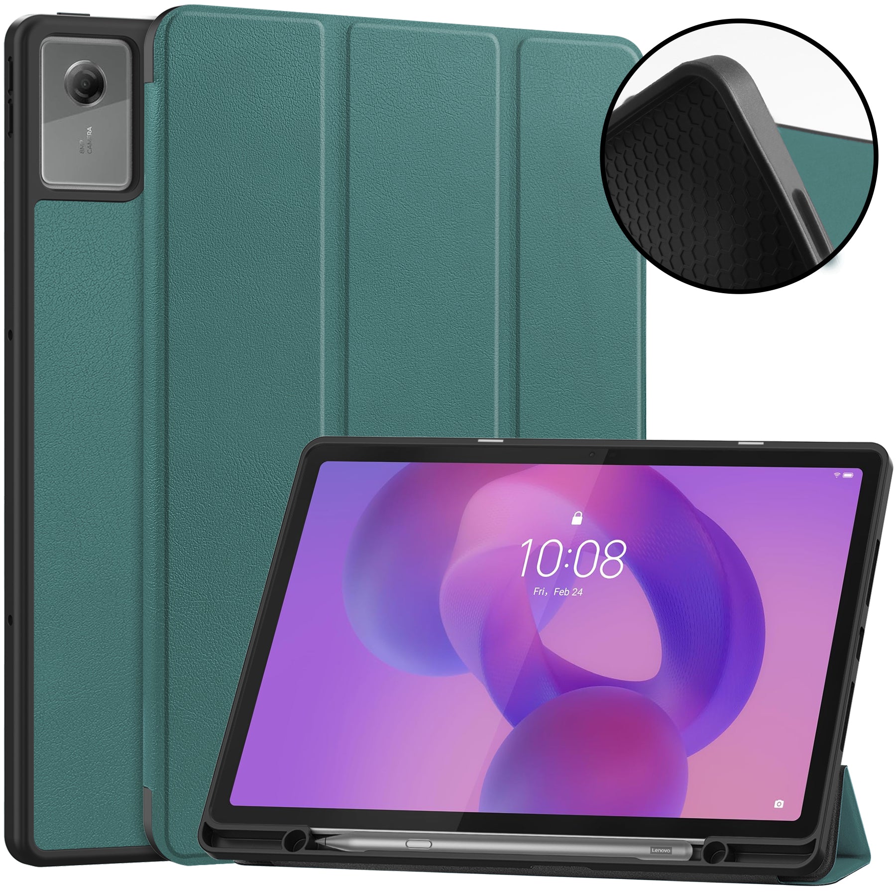 Lenovo Idea Tab Plus 12.1 2025 TB361FU Tri Fold Pen Holder Case [Teal]