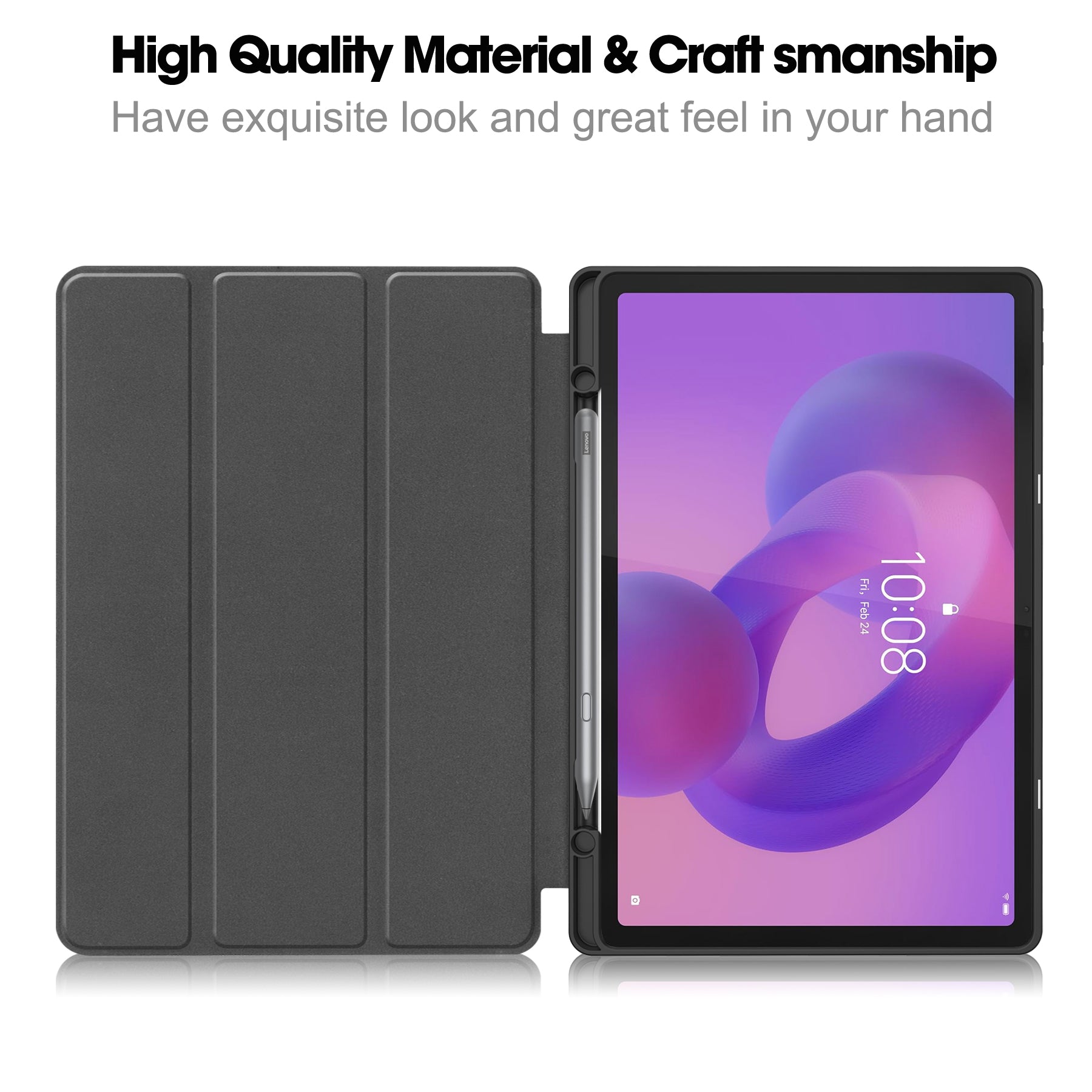 Lenovo Idea Tab Plus 12.1 2025 TB361FU Tri Fold Pen Holder Case [Black]