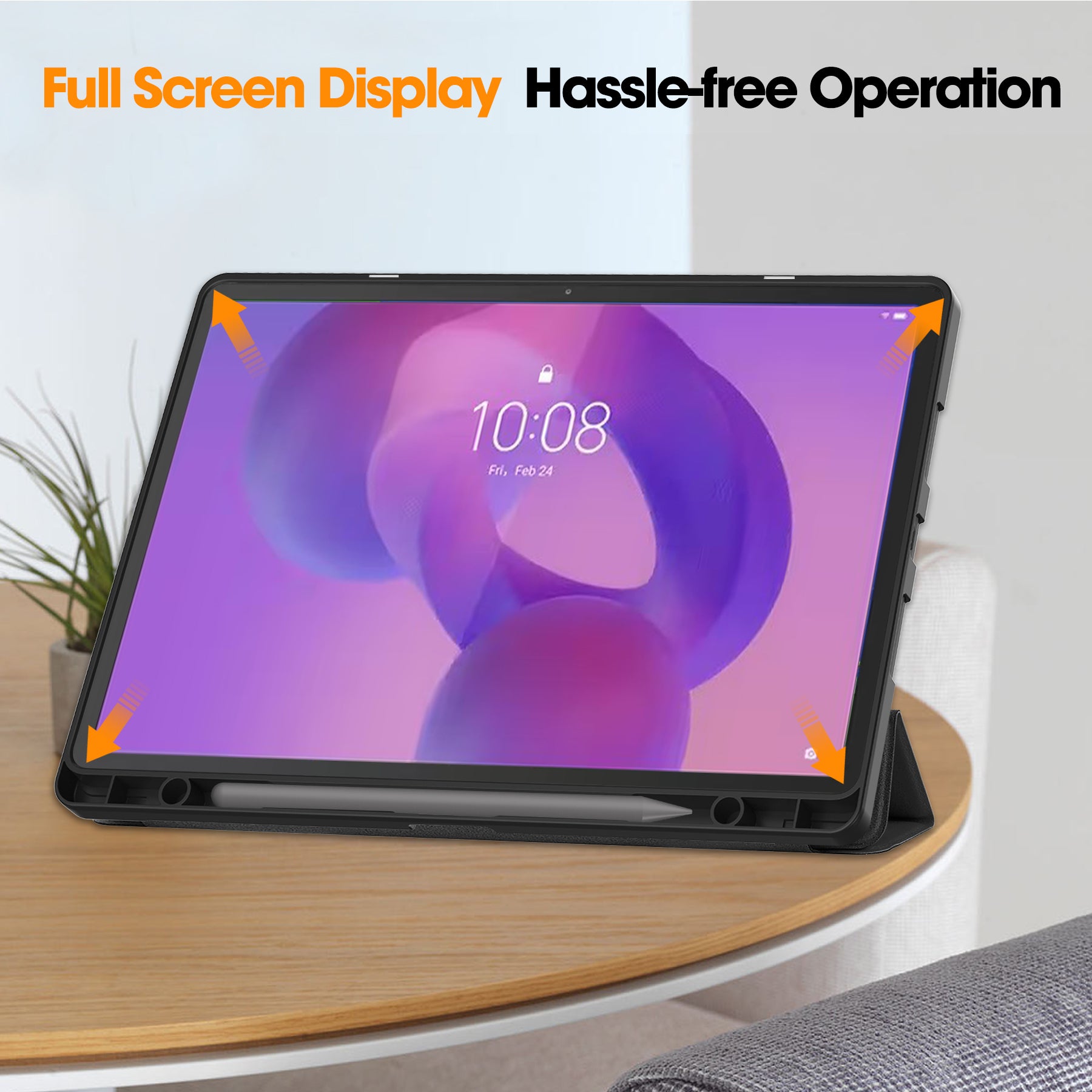 Lenovo Idea Tab Pro 12.7 TB373FU X620 Tri Fold Pen Holder Case [Black]