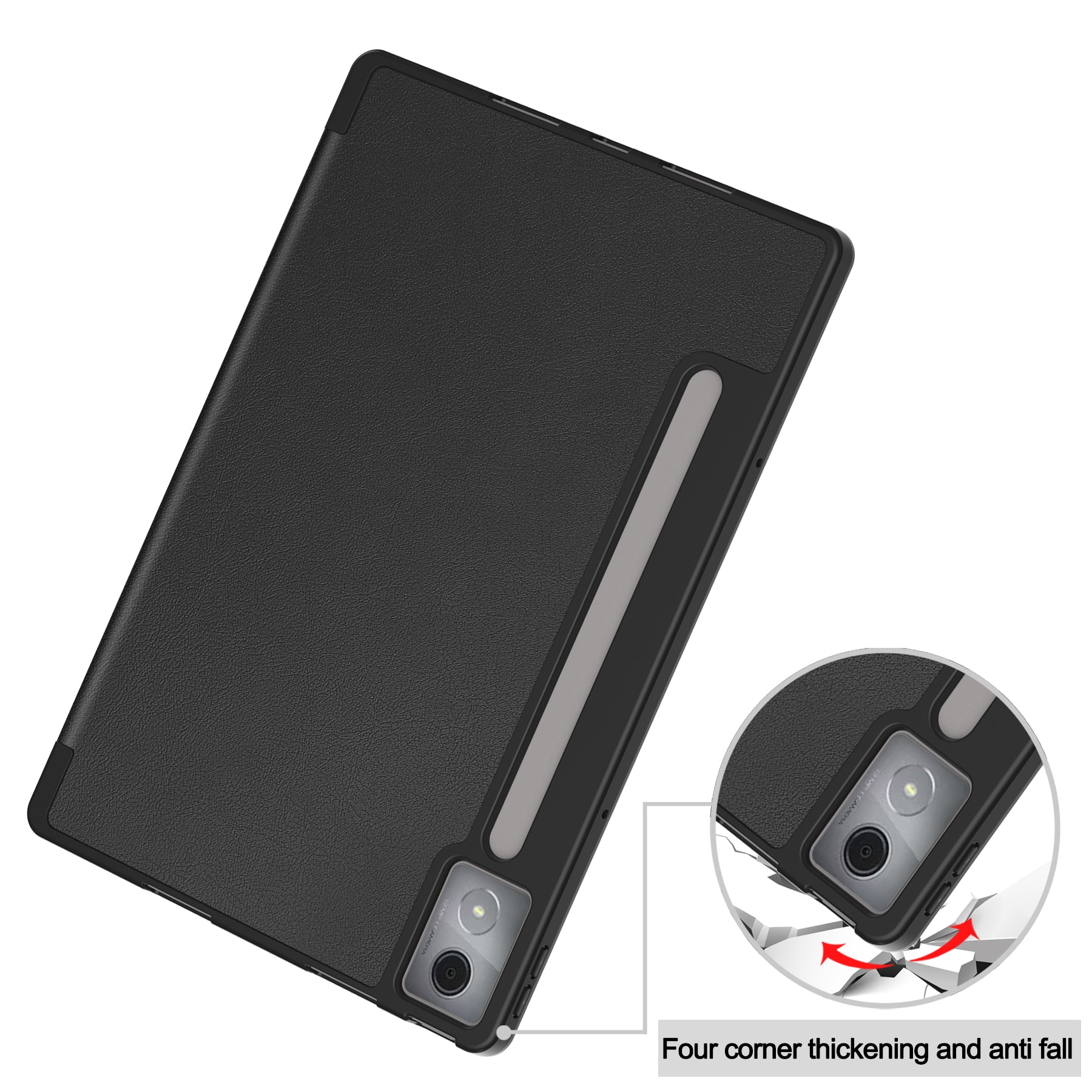 Lenovo Idea Tab Pro 12.7 TB373FU X620 Tri Fold Pen Holder Case [Black]
