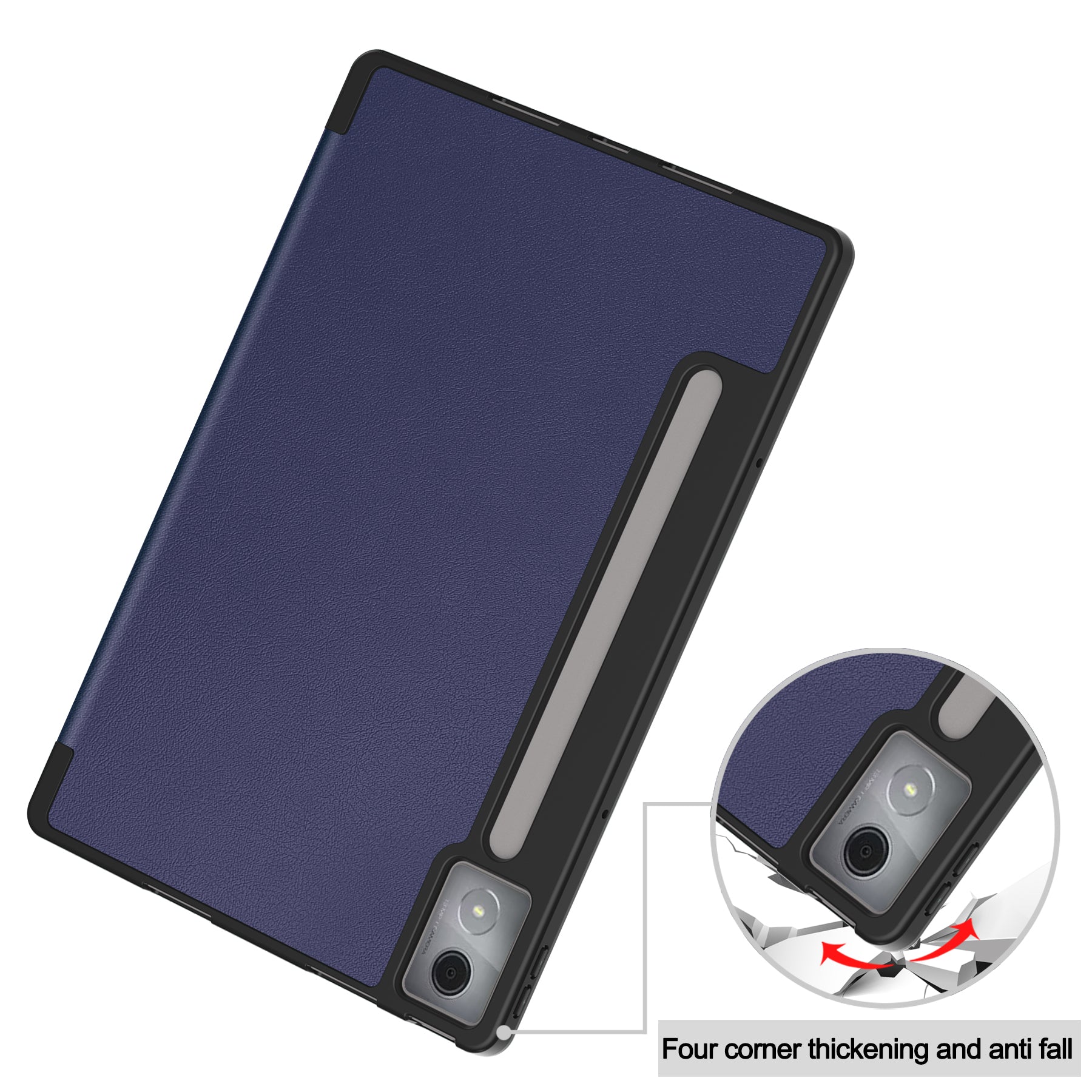 Lenovo Idea Tab Pro 12.7 TB373FU X620 Tri Fold Pen Holder Case [Navy]