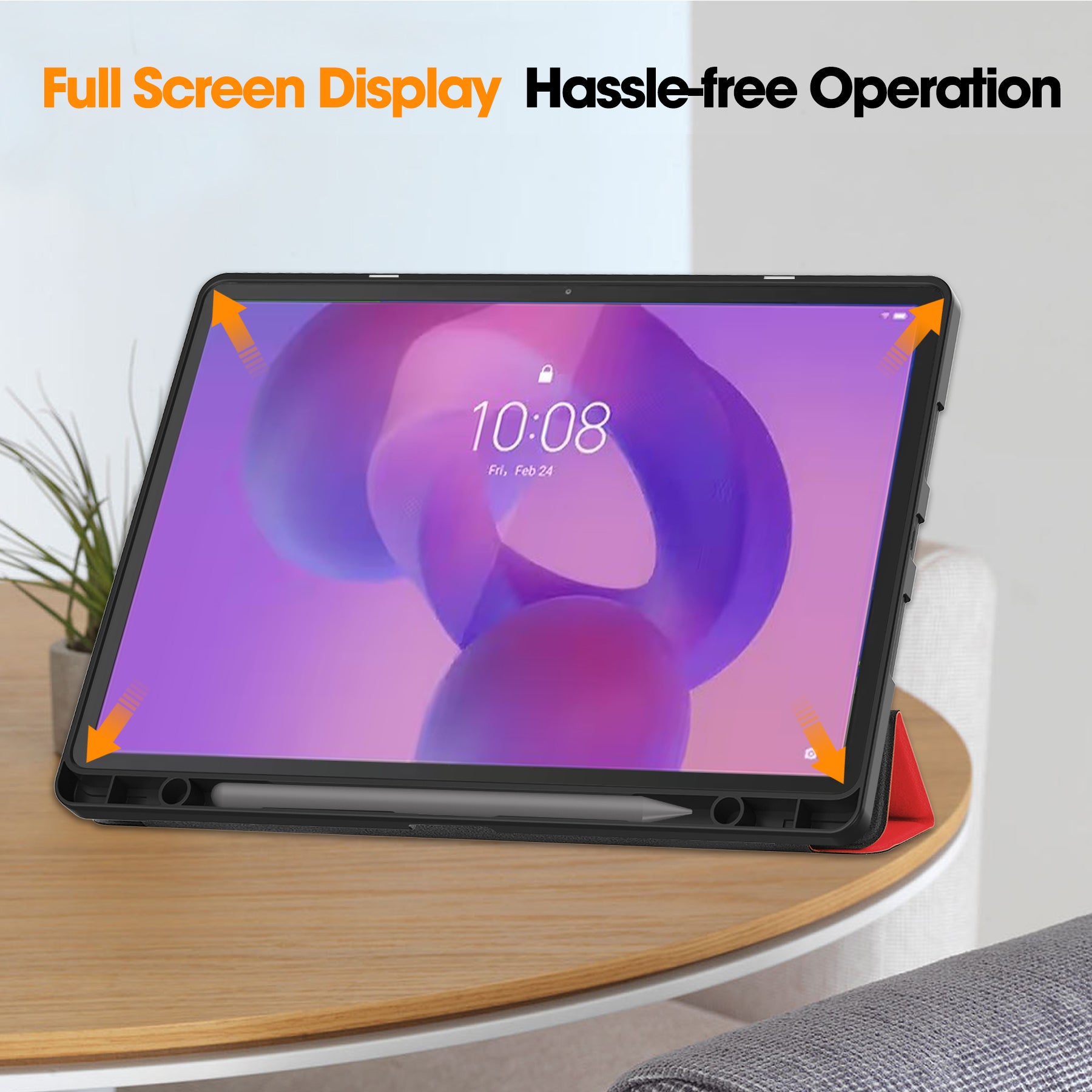 Lenovo Idea Tab Pro 12.7 TB373FU X620 Tri Fold Pen Holder Case [Red]