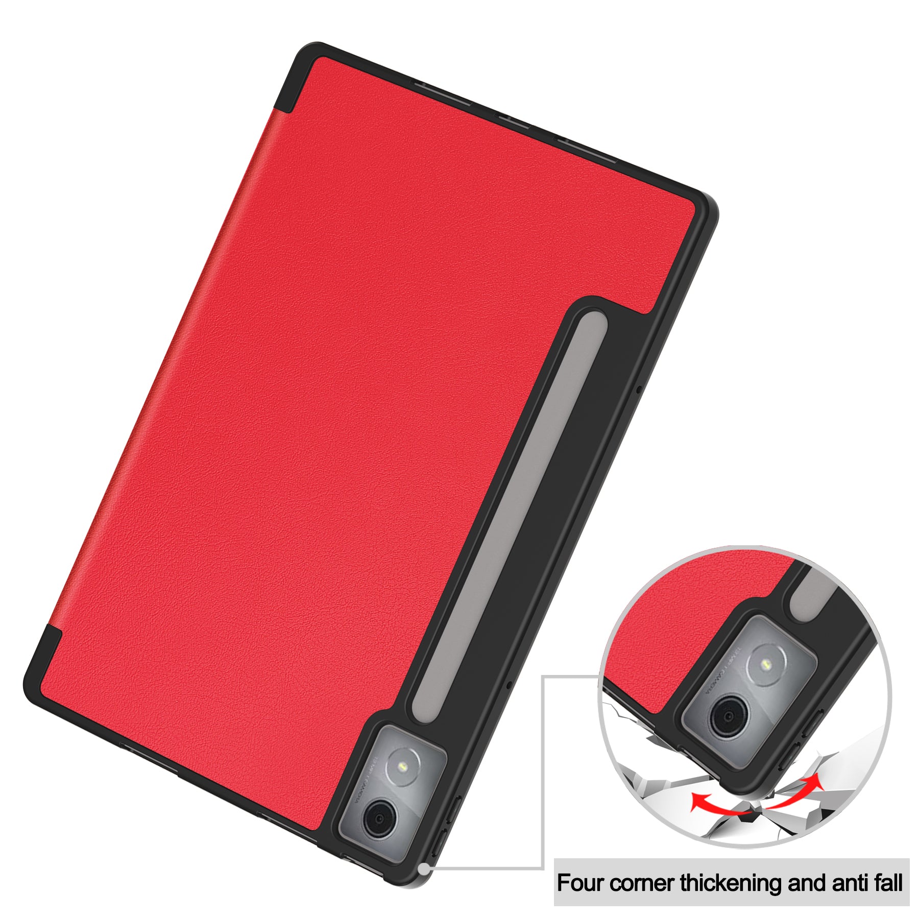 Lenovo Idea Tab Pro 12.7 TB373FU X620 Tri Fold Pen Holder Case [Red]