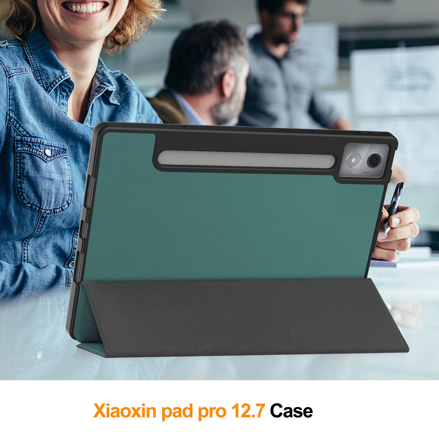 Lenovo Idea Tab Pro 12.7 TB373FU X620 Tri Fold Pen Holder Case [Teal]
