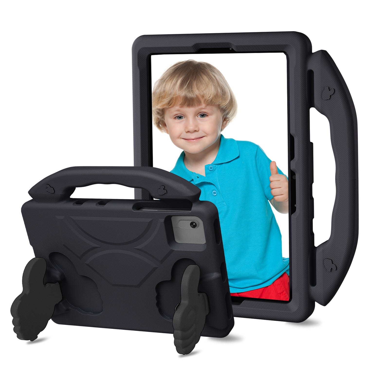 Lenovo Idea Tab 11 (11-inch, 2025, TB336FU) Kids EVA Shockproof Thumb Stand Case (Black)
