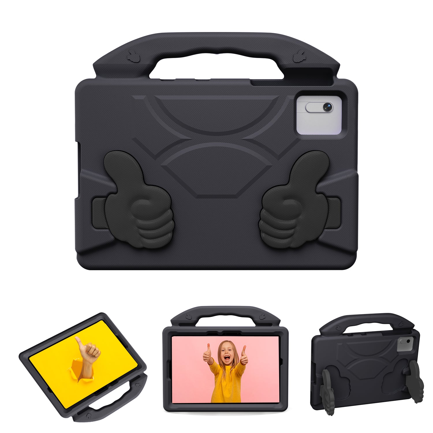 Lenovo Idea Tab 11 (11-inch, 2025, TB336FU) Kids EVA Shockproof Thumb Stand Case (Black)