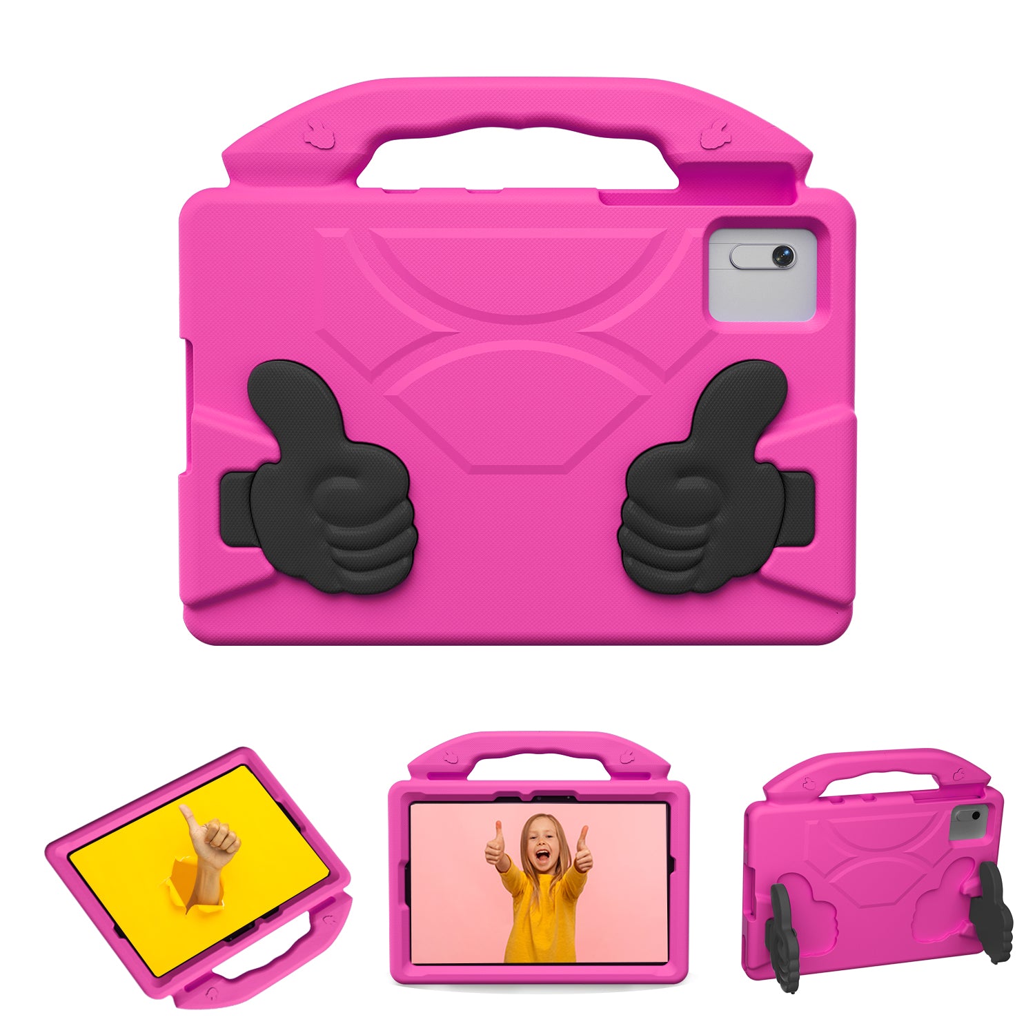 Lenovo Idea Tab 11 (11-inch, 2025, TB336FU) Kids EVA Shockproof Thumb Stand Case (Rose)