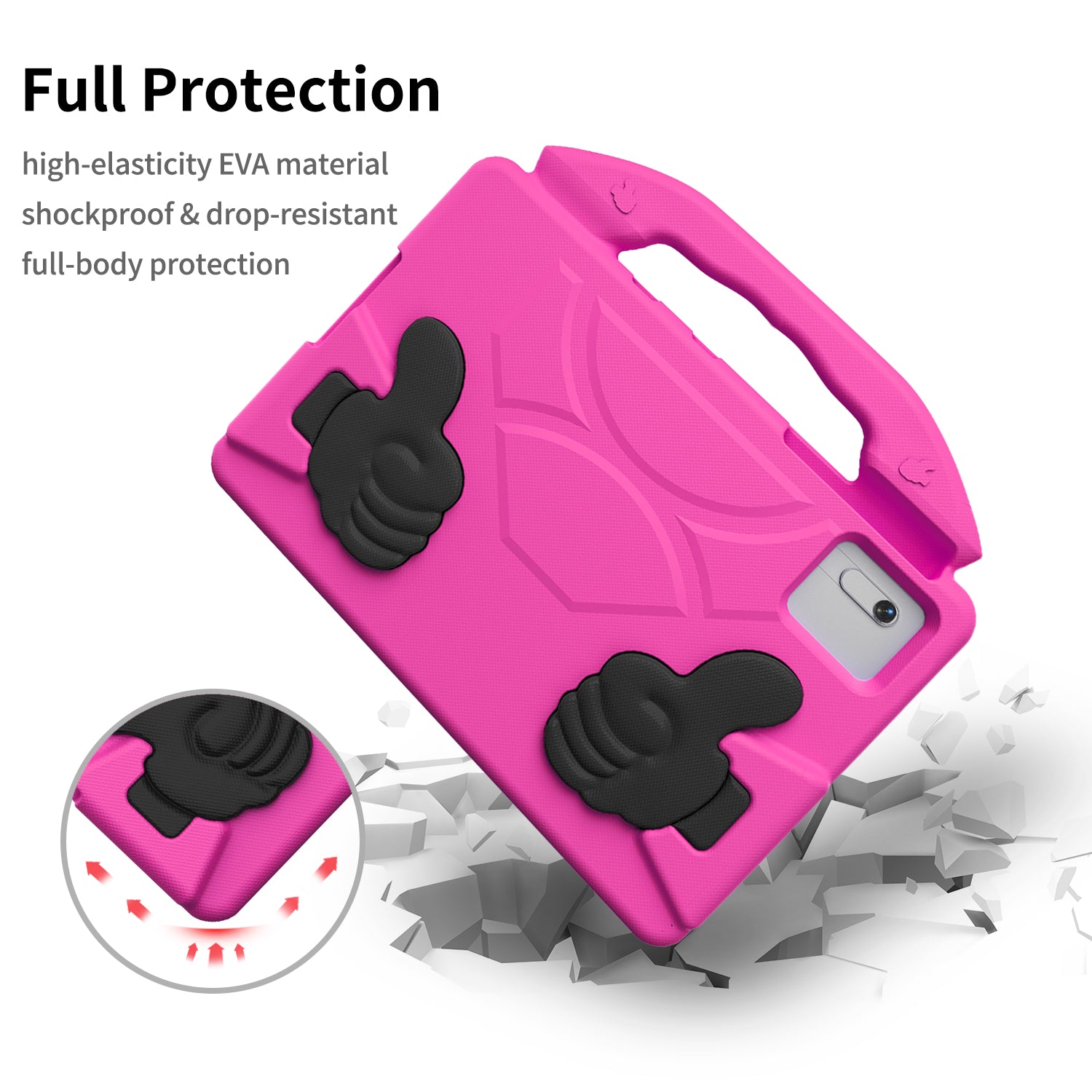 Lenovo Idea Tab 11 (11-inch, 2025, TB336FU) Kids EVA Shockproof Thumb Stand Case (Rose)