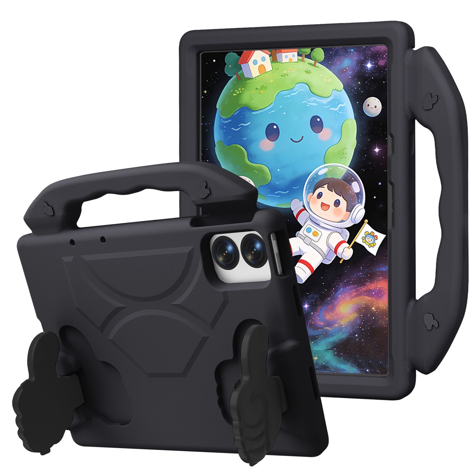 Lenovo Idea Tab Plus 12.1 2025 TB361FU Kids EVA Shockproof Thumb Stand Case (Black)