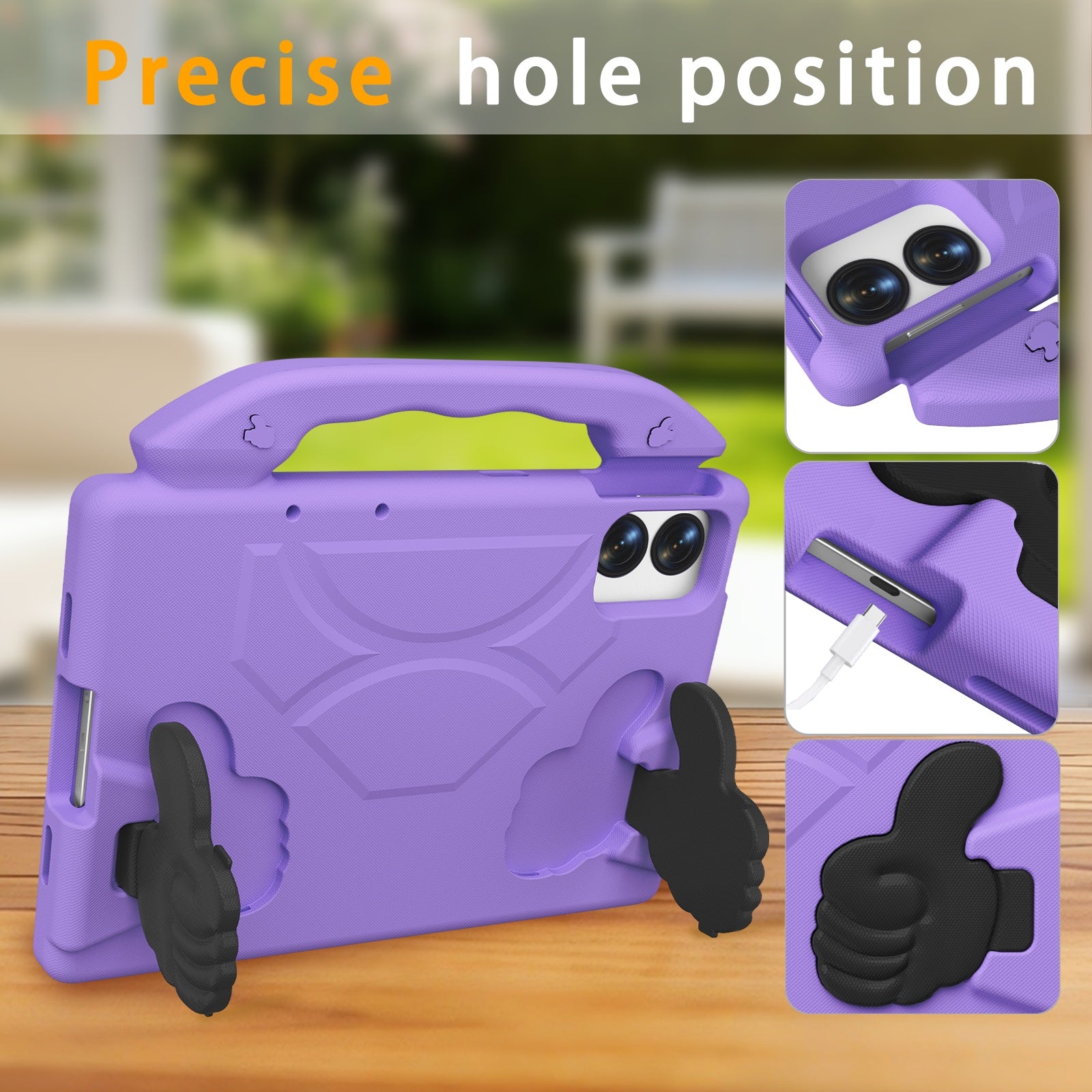 Lenovo Idea Tab Plus 12.1 2025 TB361FU Kids EVA Shockproof Thumb Stand Case (Purple)