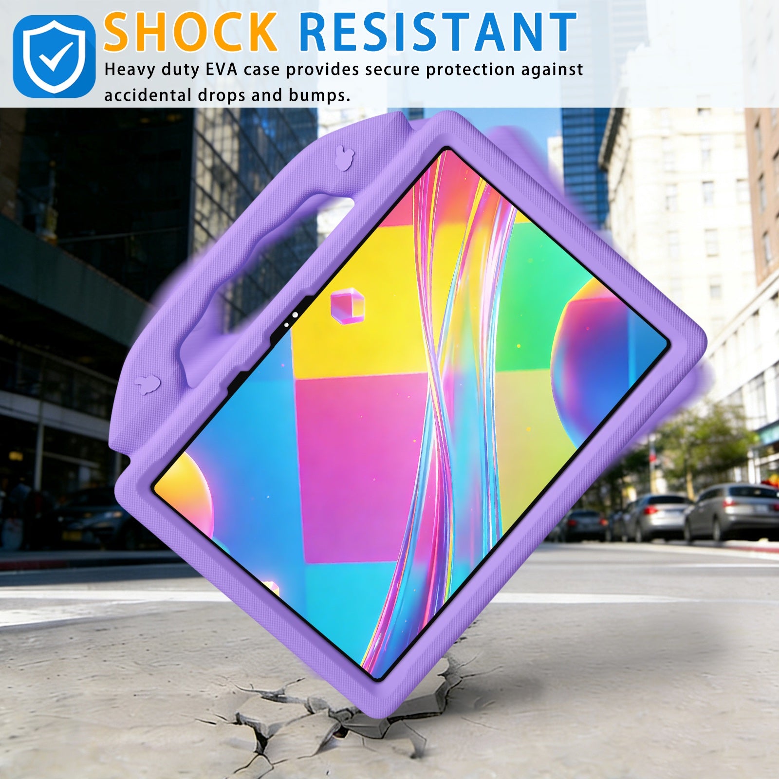 Lenovo Idea Tab Plus 12.1 2025 TB361FU Kids EVA Shockproof Thumb Stand Case (Purple)