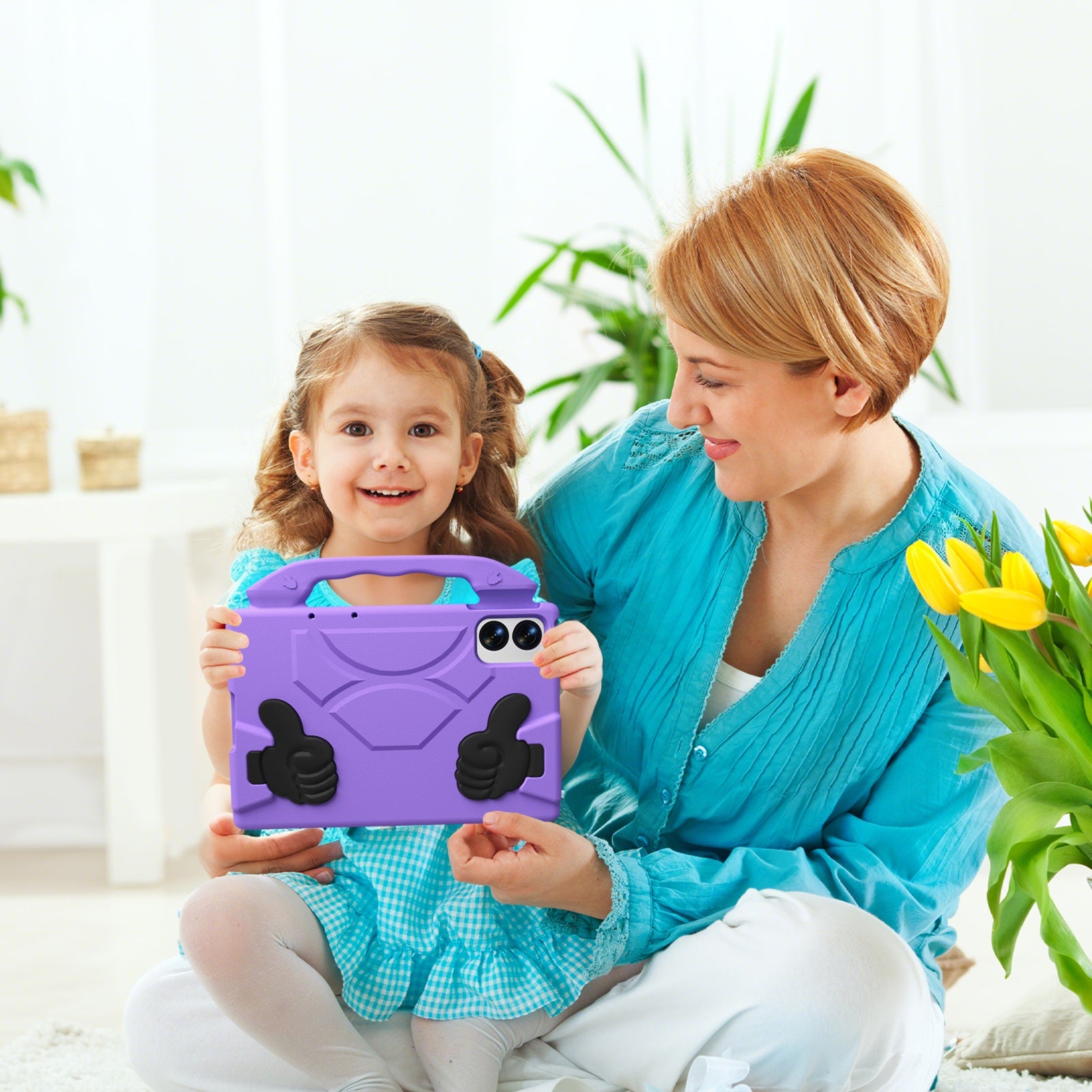 Lenovo Idea Tab Plus 12.1 2025 TB361FU Kids EVA Shockproof Thumb Stand Case (Purple)