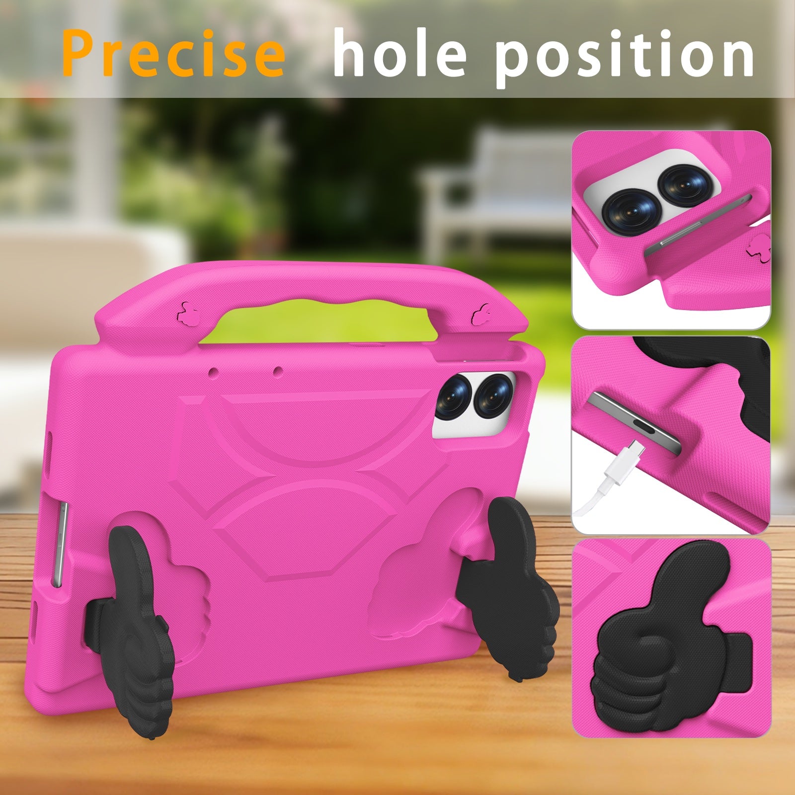 Lenovo Idea Tab Plus 12.1 2025 TB361FU Kids EVA Shockproof Thumb Stand Case (Rose)