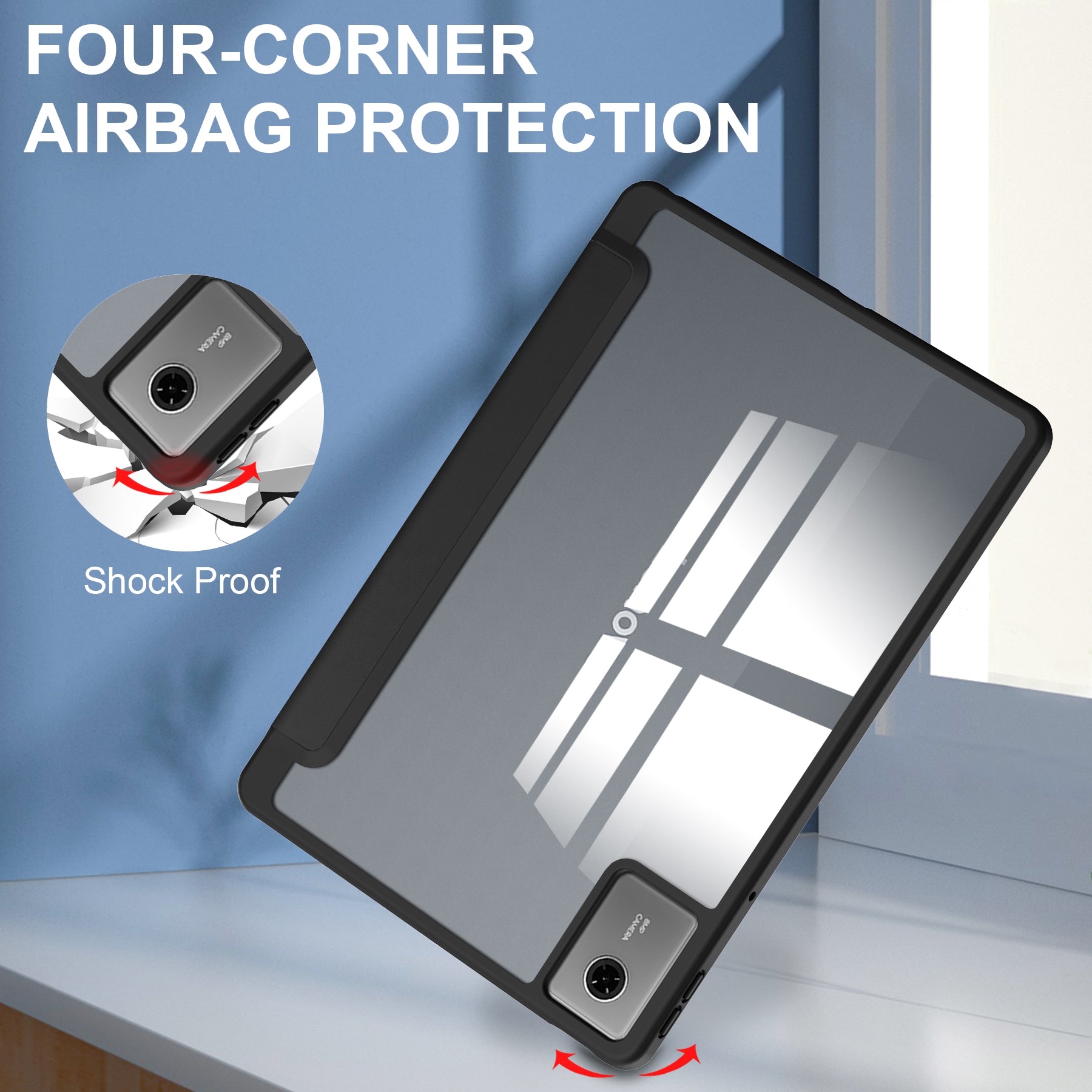 Smart Acrylic Tri-Fold Case with Pen Slot for Lenovo Idea Tab 11 (11-inch 2025) [Black]