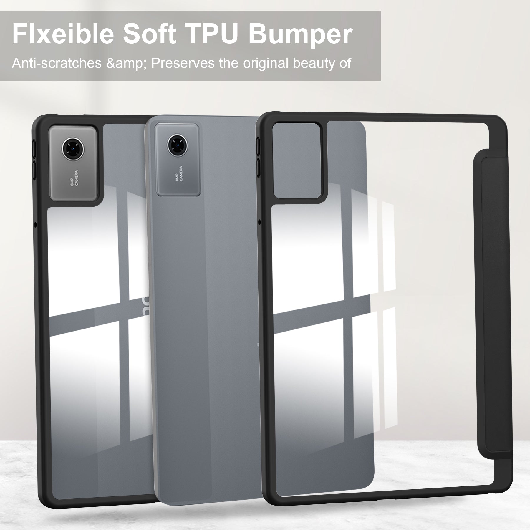 Smart Acrylic Tri-Fold Case with Pen Slot for Lenovo Idea Tab 11 (11-inch 2025) [Black]