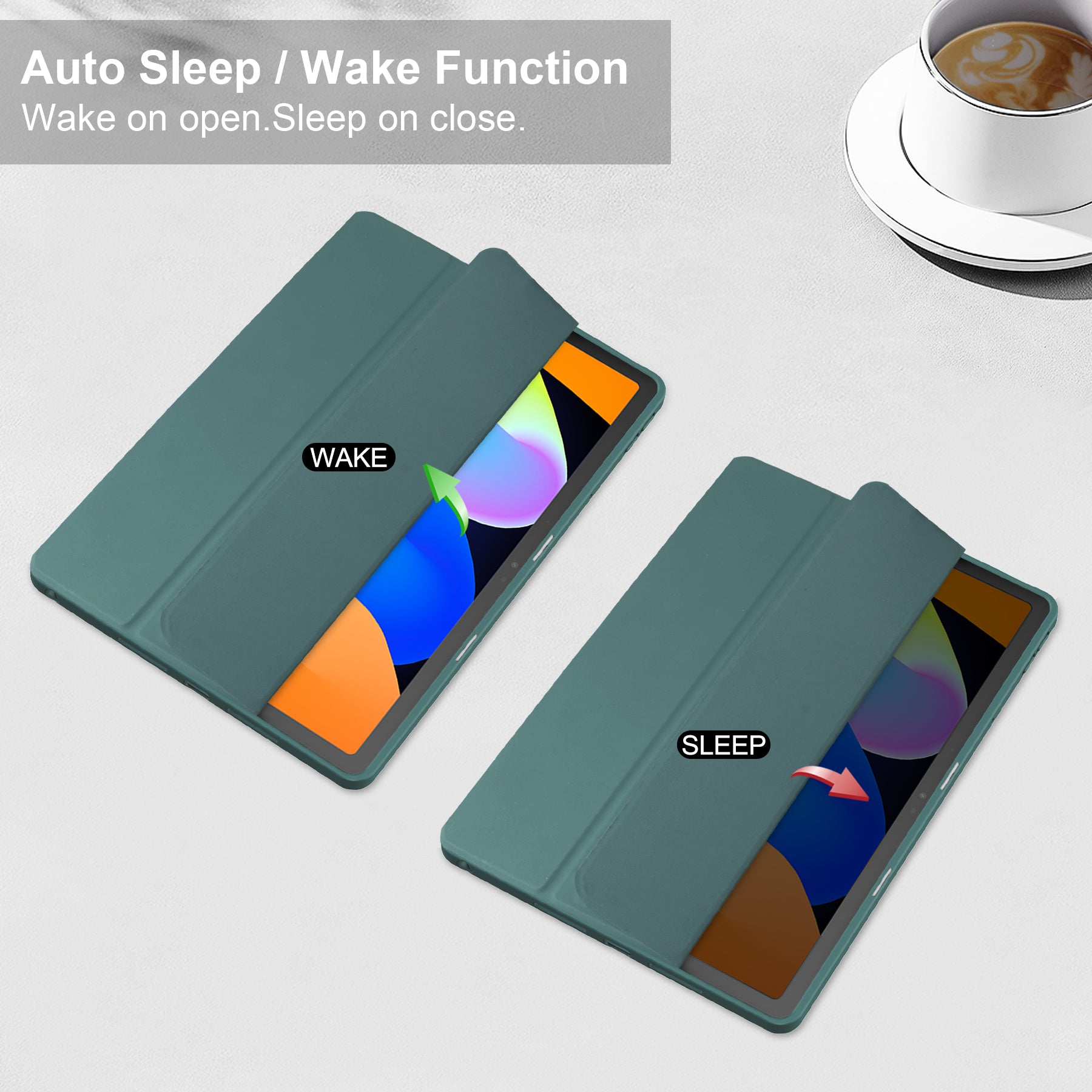 Smart Acrylic Tri-Fold Case with Pen Slot for Lenovo Idea Tab 11 (11-inch 2025) [Teal]