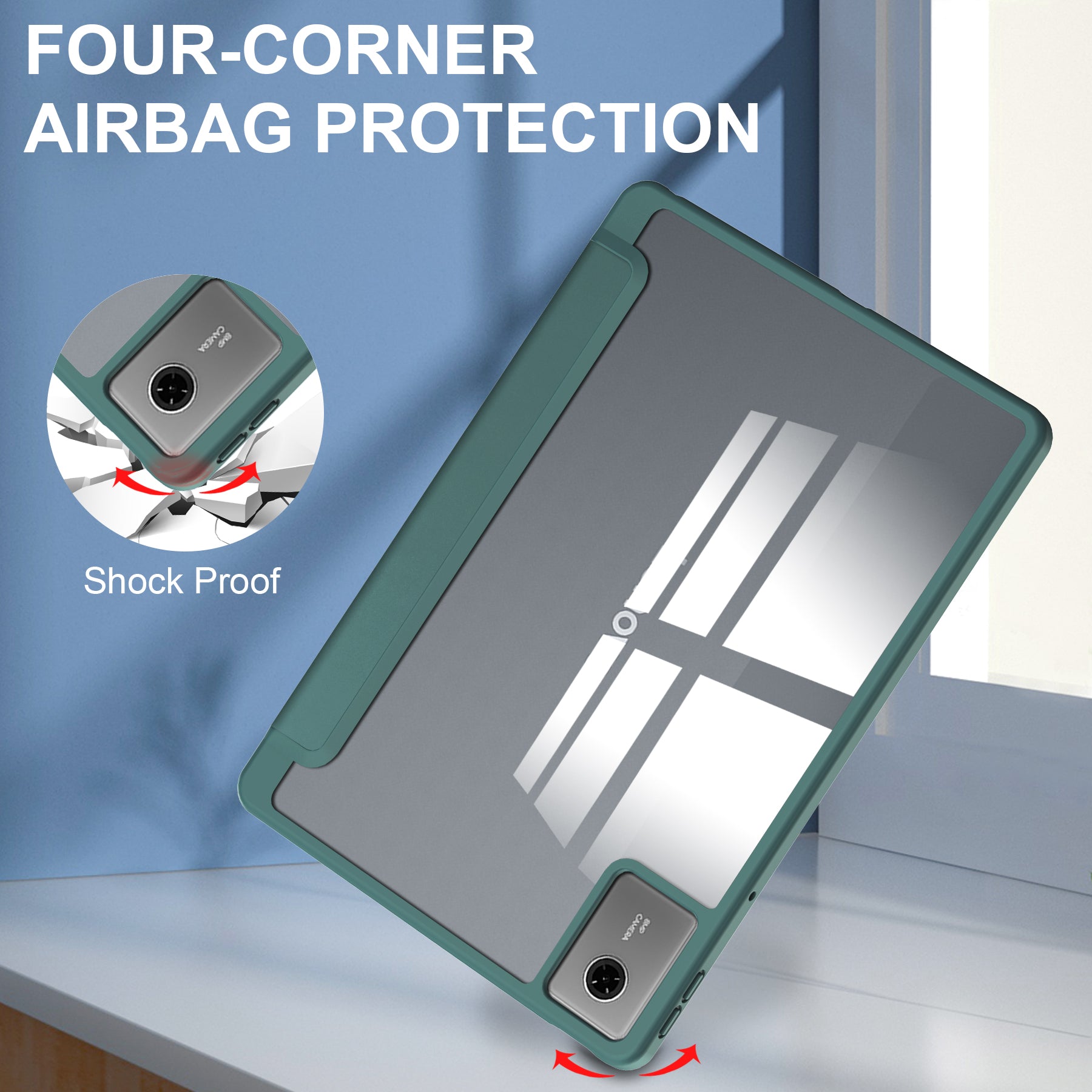 Smart Acrylic Tri-Fold Case with Pen Slot for Lenovo Idea Tab 11 (11-inch 2025) [Teal]