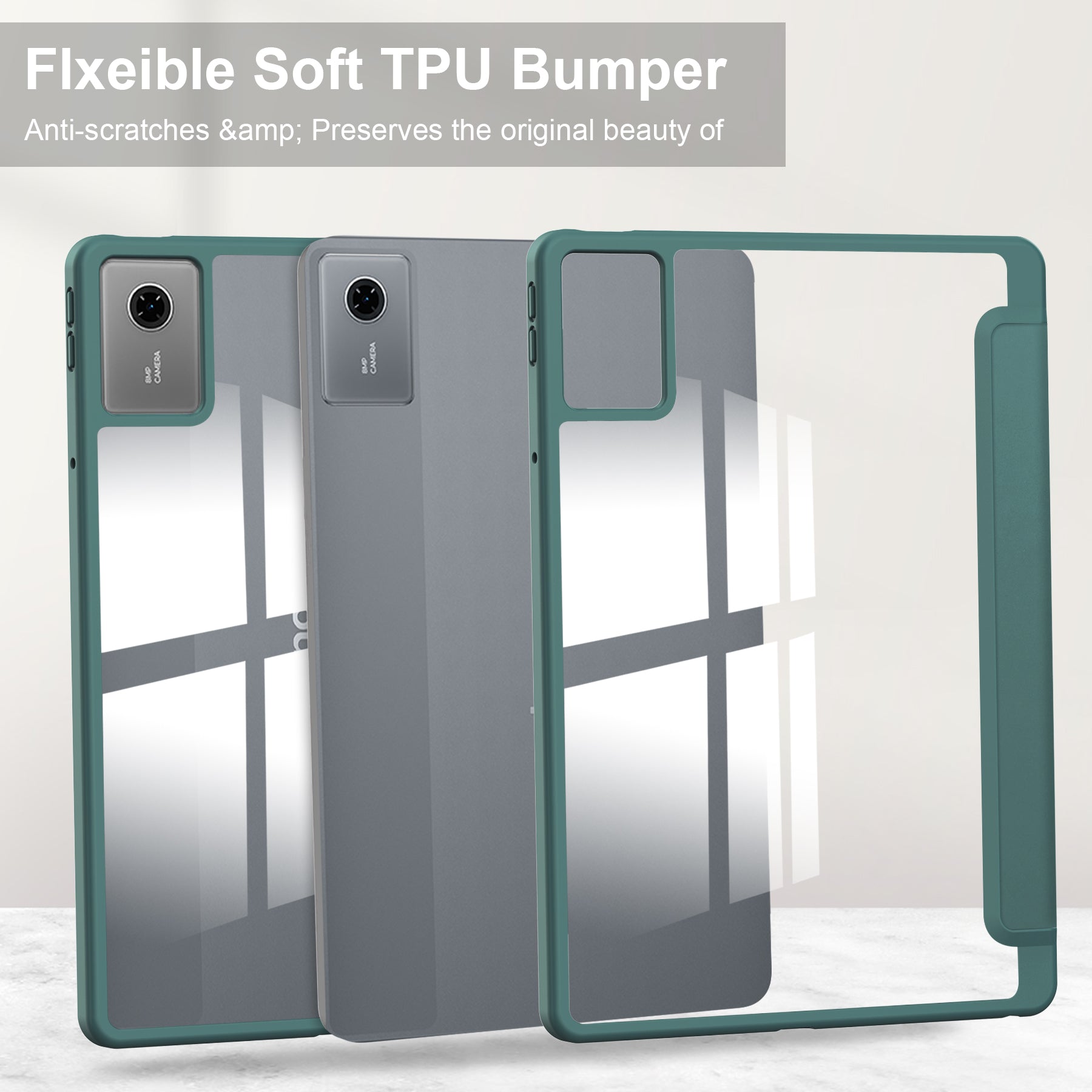 Smart Acrylic Tri-Fold Case with Pen Slot for Lenovo Idea Tab 11 (11-inch 2025) [Teal]