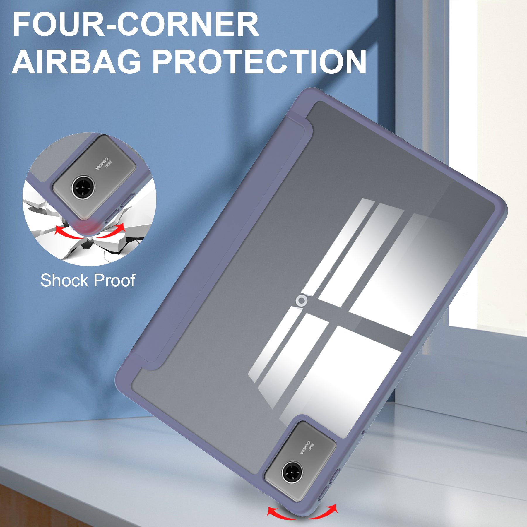 Smart Acrylic Tri-Fold Case with Pen Slot for Lenovo Idea Tab 11 (11-inch 2025) [Lavender]