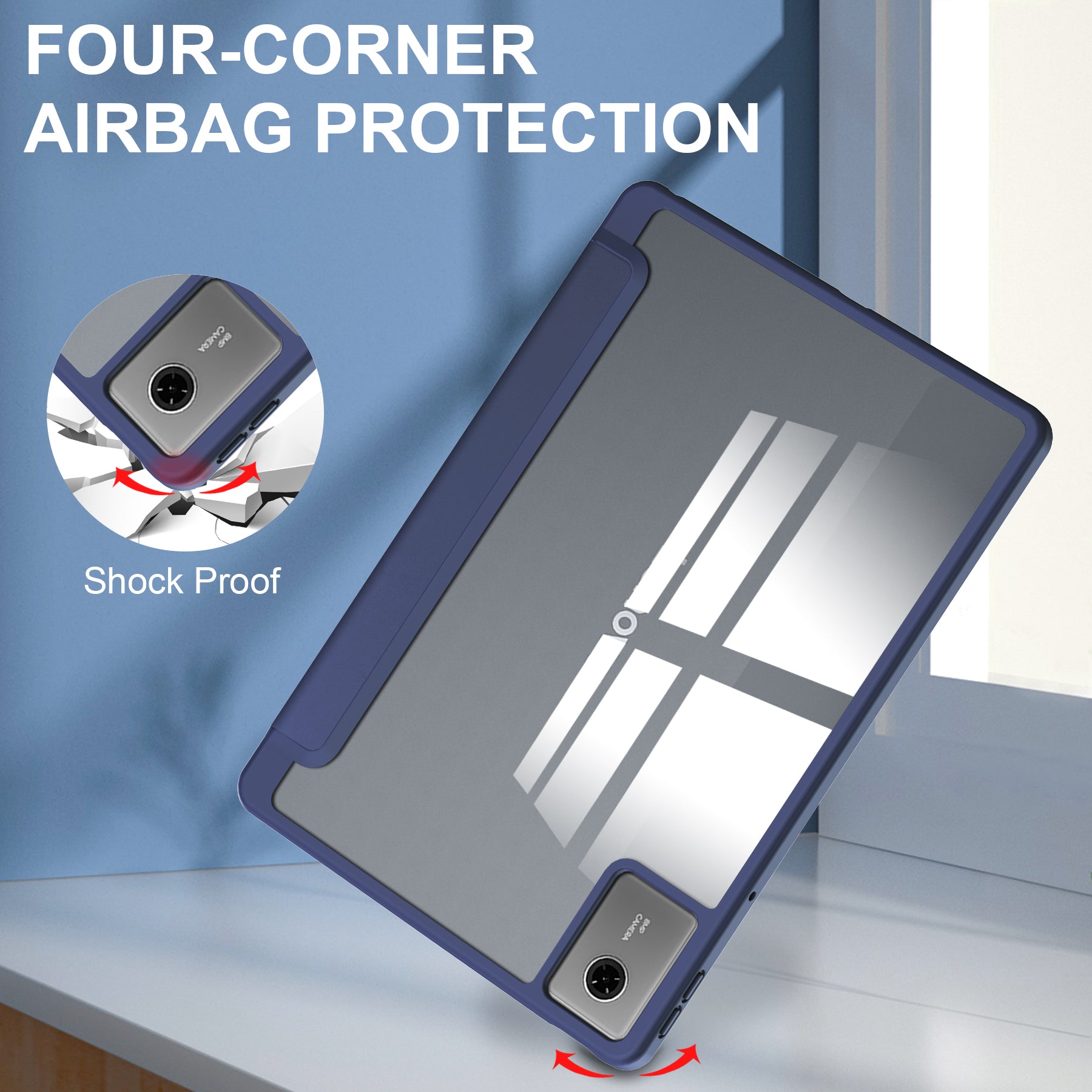 Smart Acrylic Tri-Fold Case with Pen Slot for Lenovo Idea Tab 11 (11-inch 2025) [Navy]