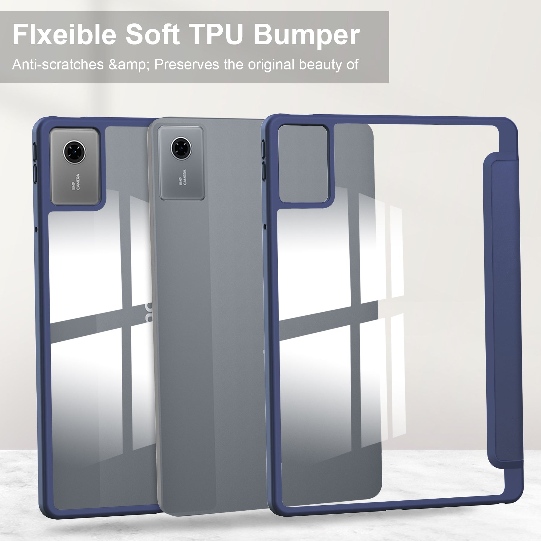 Smart Acrylic Tri-Fold Case with Pen Slot for Lenovo Idea Tab 11 (11-inch 2025) [Navy]