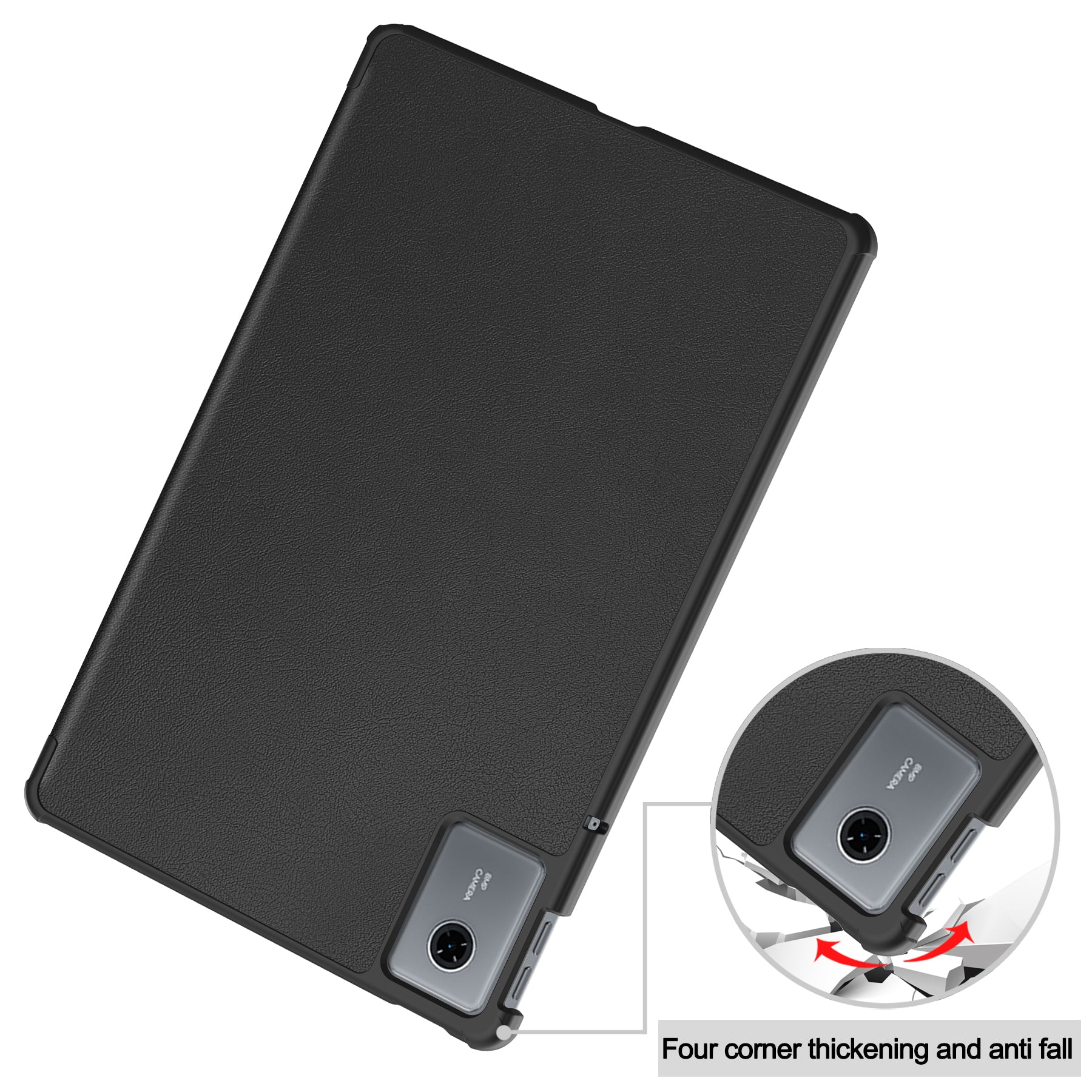 KST Tri-fold PU Leather Case for Lenovo Idea Tab 11 (11-inch, 2025, TB336FU) [Black]