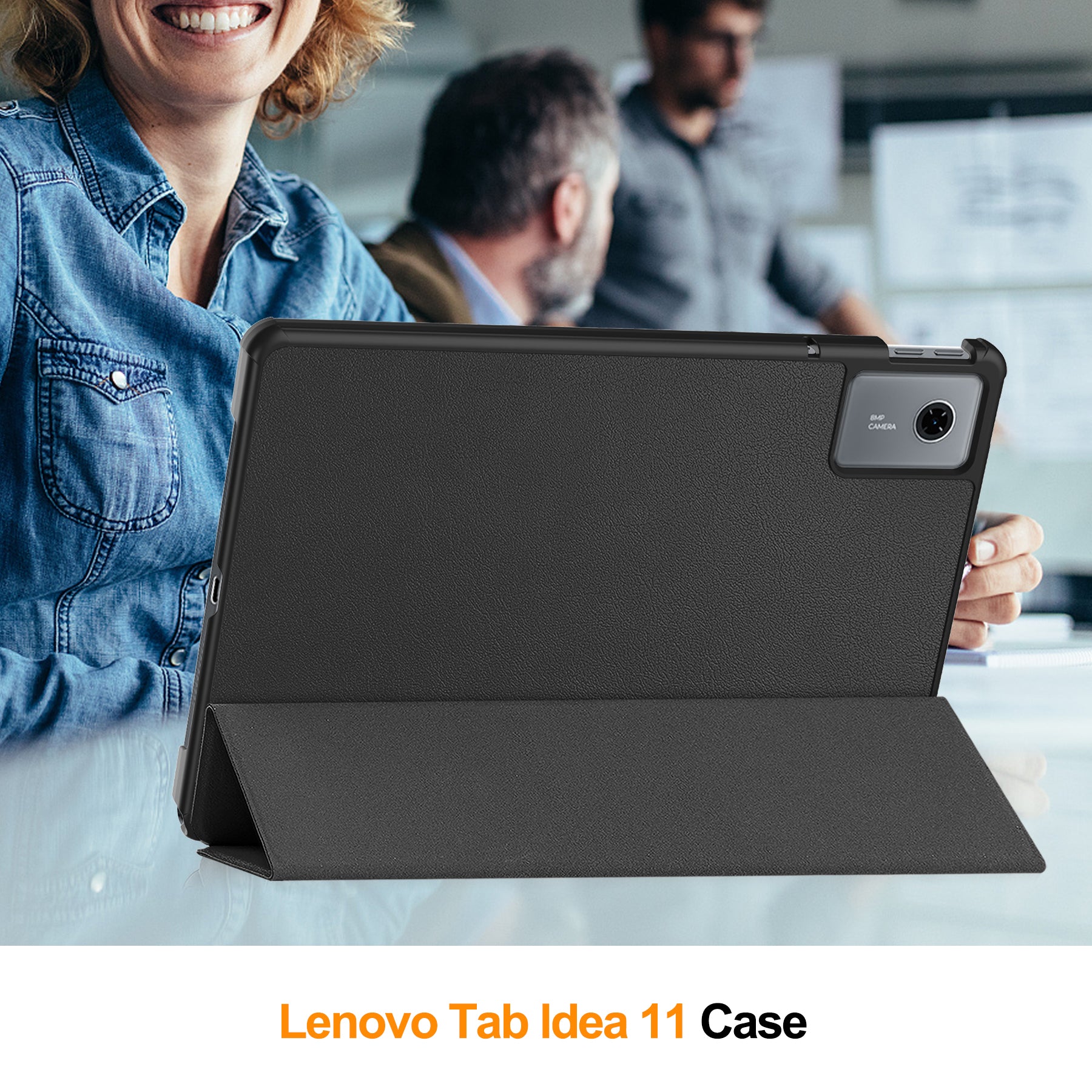KST Tri-fold PU Leather Case for Lenovo Idea Tab 11 (11-inch, 2025, TB336FU) [Black]