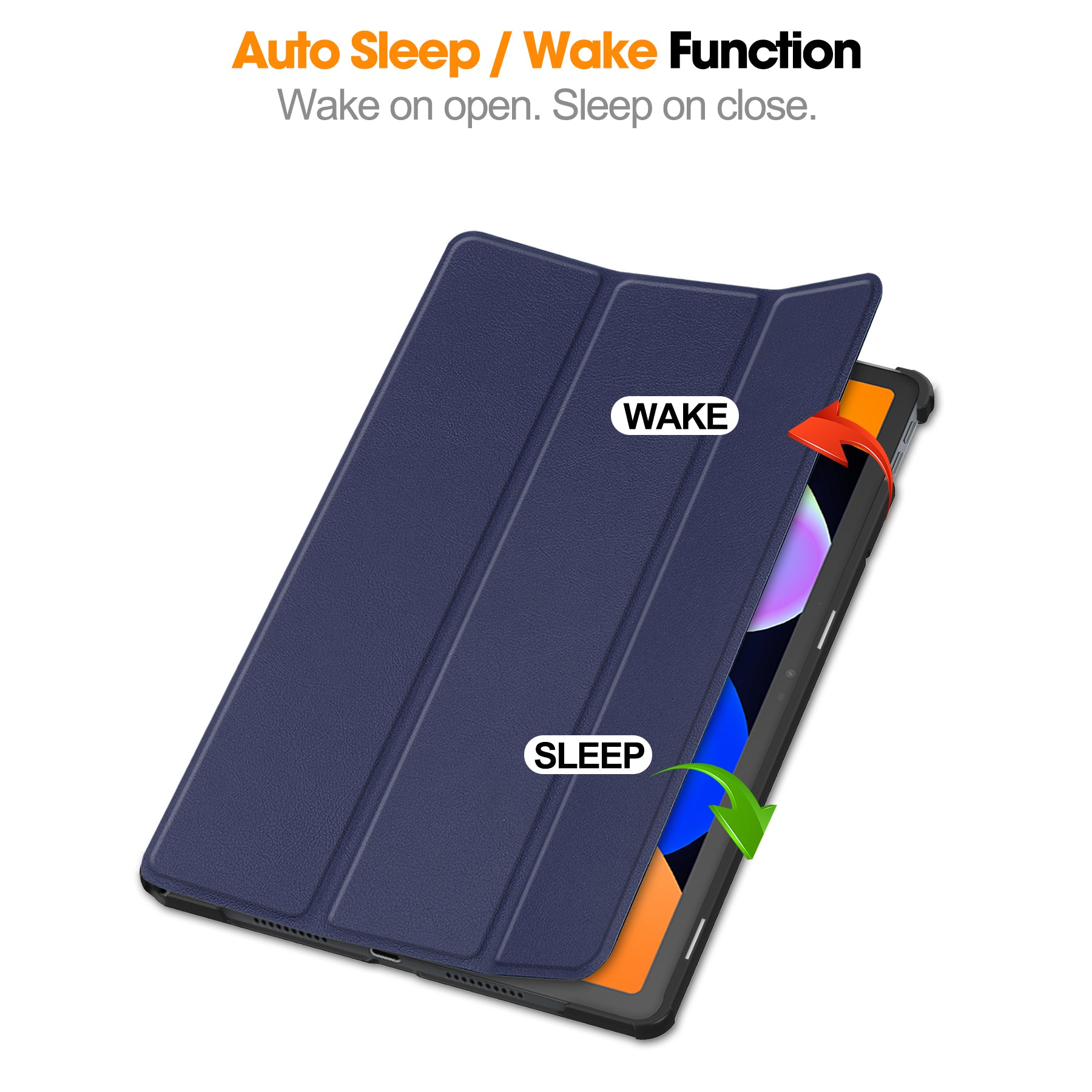 KST Tri-fold PU Leather Case for Lenovo Idea Tab 11 (11-inch, 2025, TB336FU) [Navy]