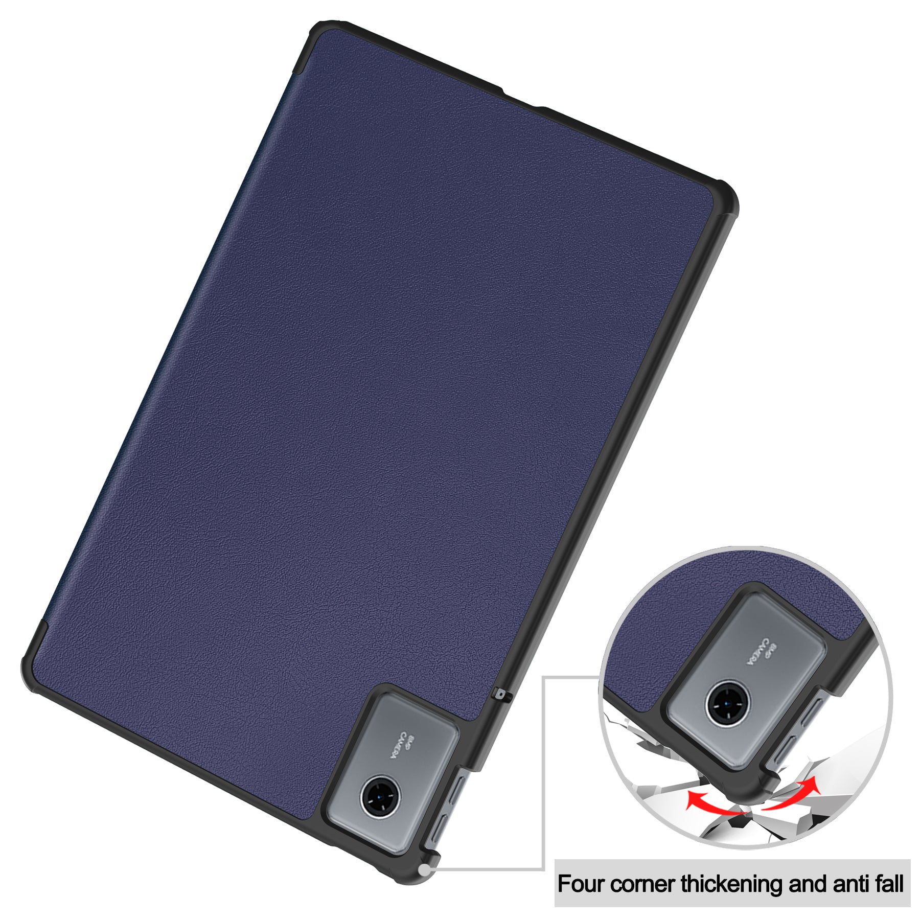 KST Tri-fold PU Leather Case for Lenovo Idea Tab 11 (11-inch, 2025, TB336FU) [Navy]