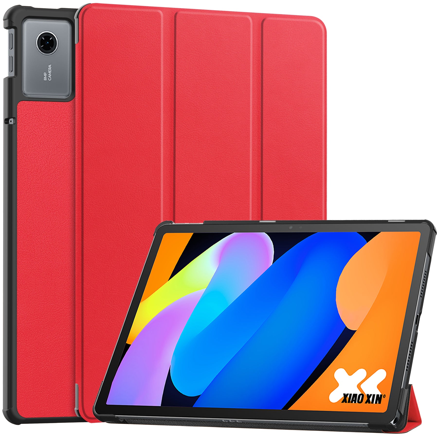 KST Tri-fold PU Leather Case for Lenovo Idea Tab 11 (11-inch, 2025, TB336FU) [Red]
