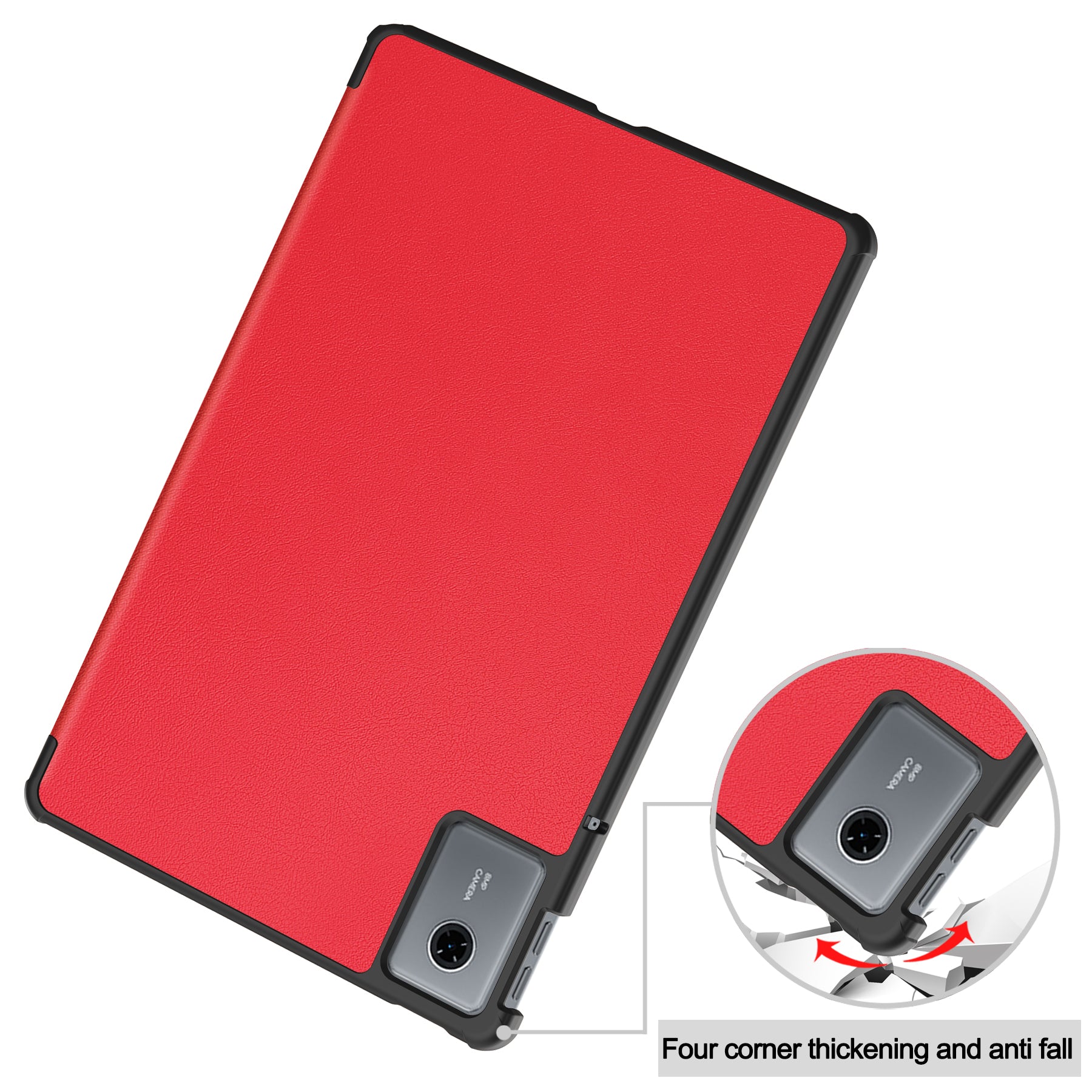 KST Tri-fold PU Leather Case for Lenovo Idea Tab 11 (11-inch, 2025, TB336FU) [Red]
