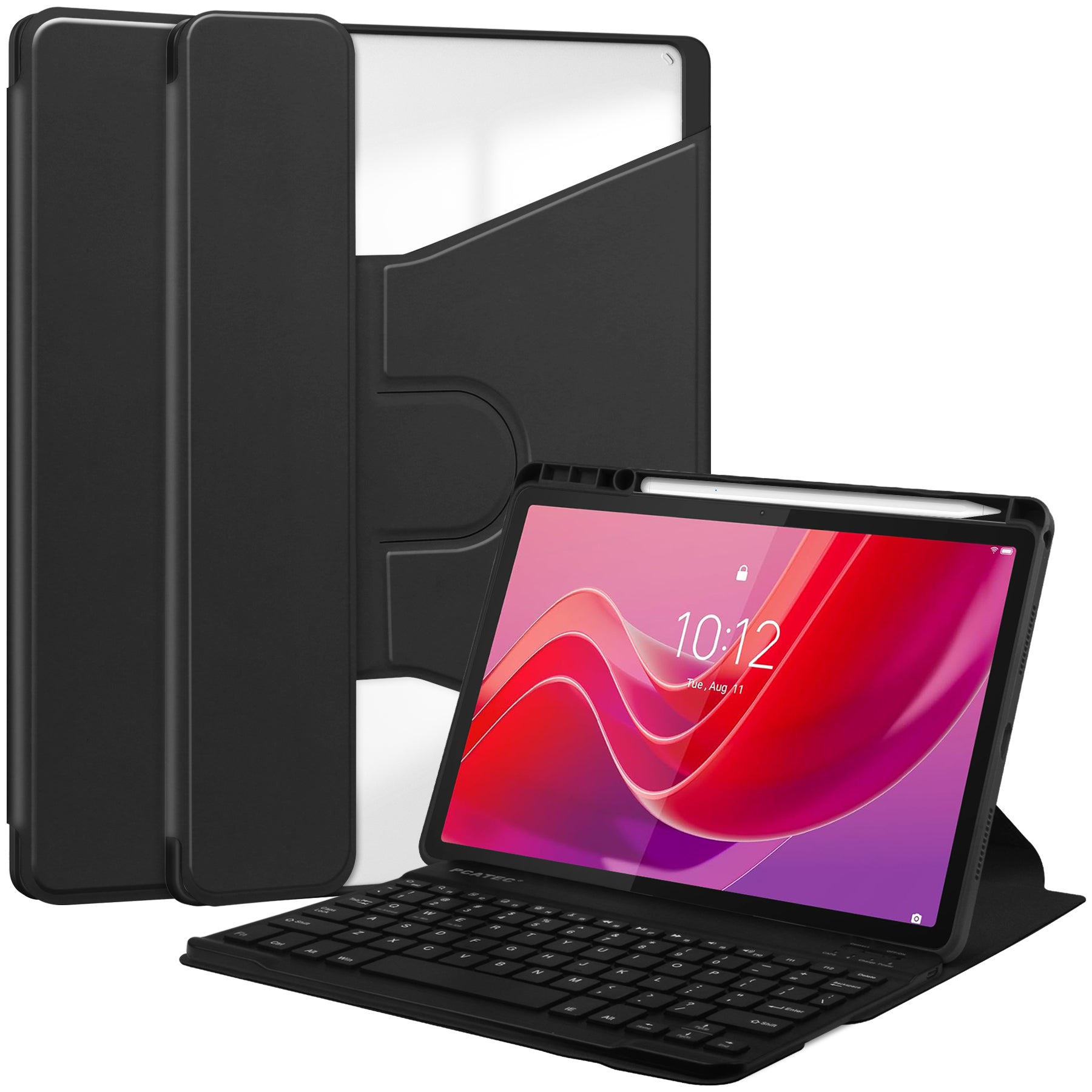 360° Rotating Keyboard Case for Lenovo Tab M11 TB330FU – Detachable Keyboard with Pencil Holder  [Black]