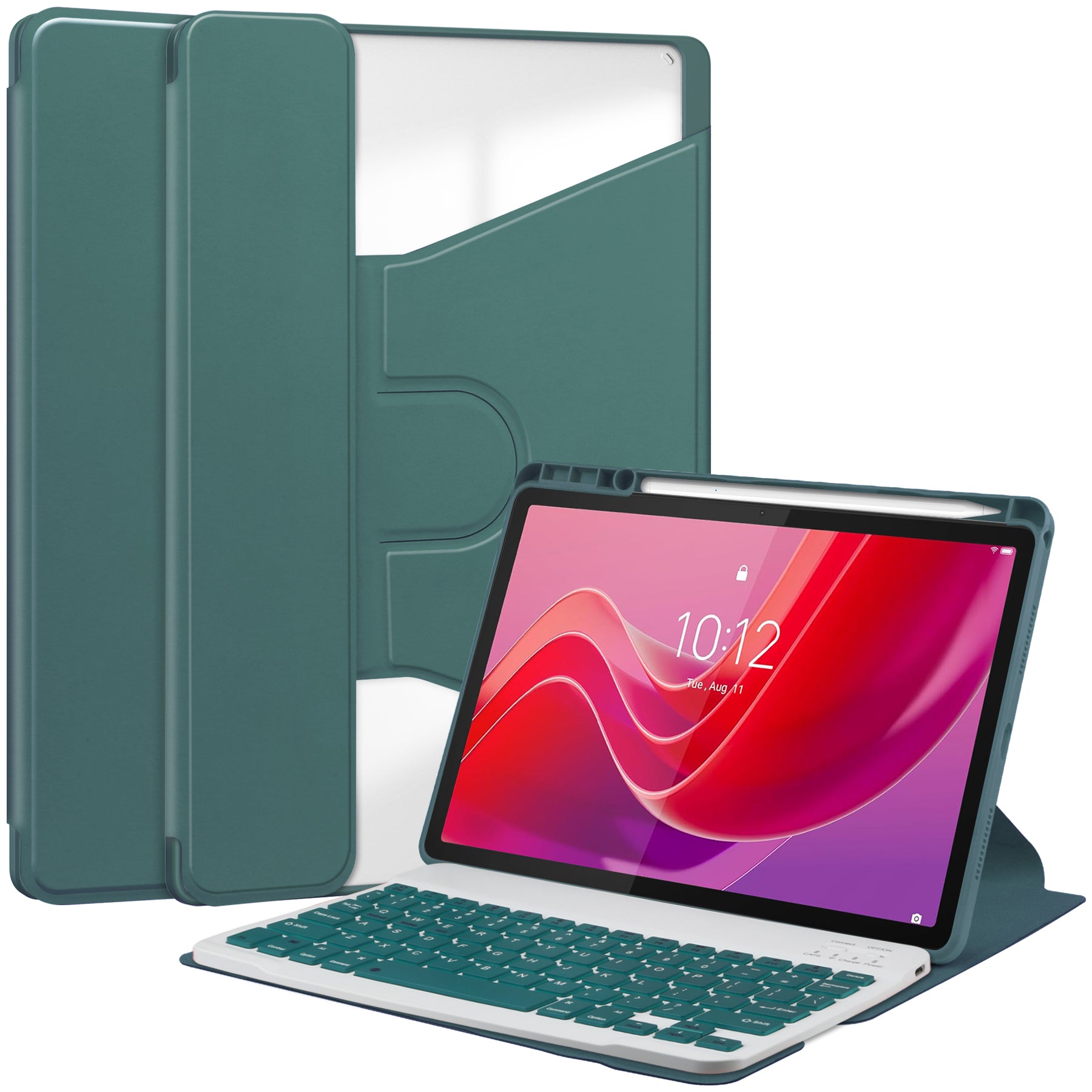 360° Rotating Keyboard Case for Lenovo Tab M11 TB330FU – Detachable Keyboard with Pencil Holder [Teal]